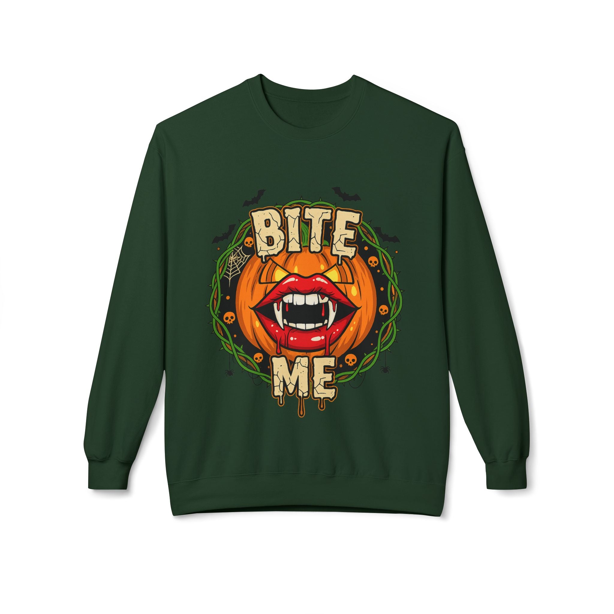 Bite Me 1 - Gothic Witch Crewneck Unisex Sweatshirt - Cozy Halloween Apparel