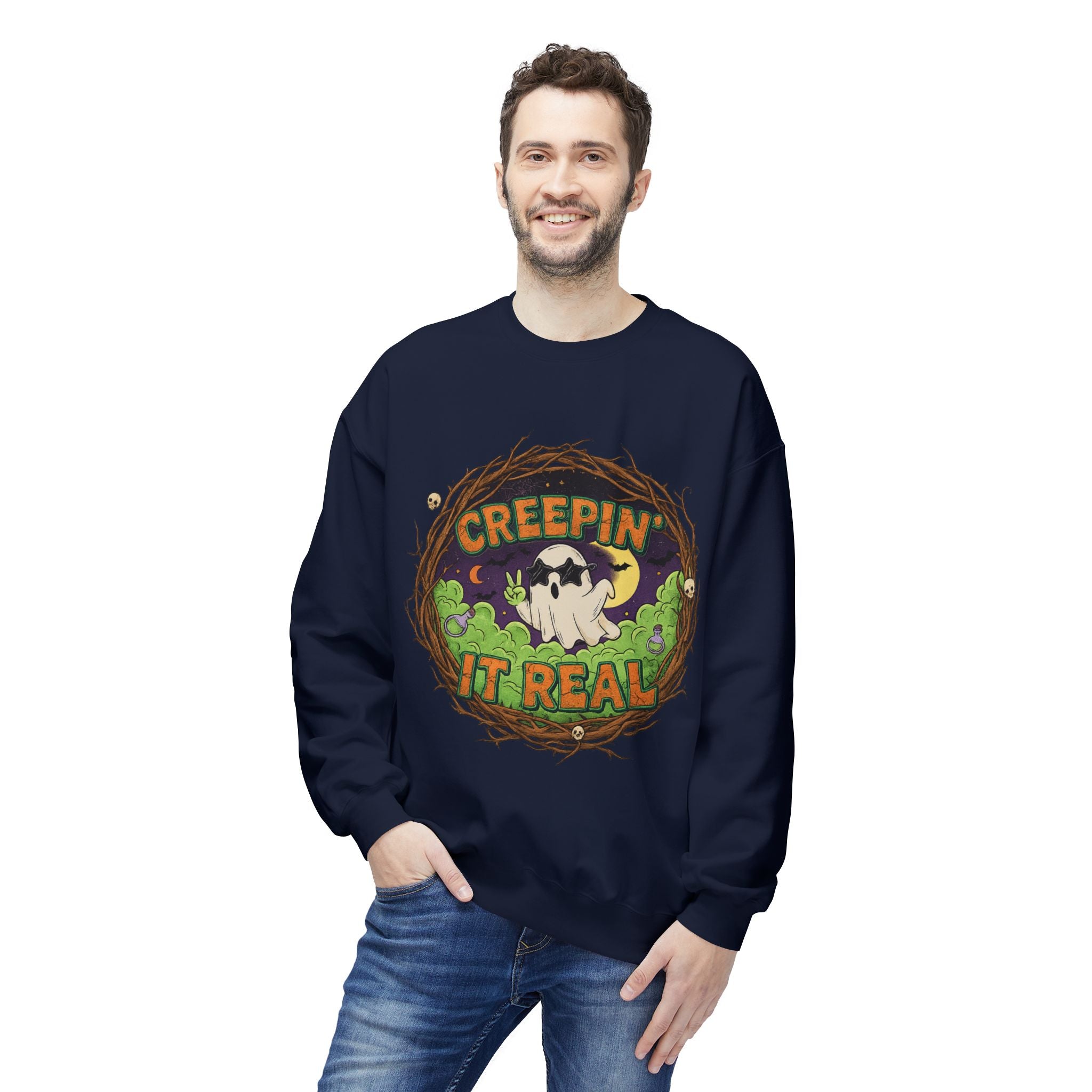 Creepin’ It Real 2 - Crewneck Unisex Sweatshirt - Cozy Halloween Apparel