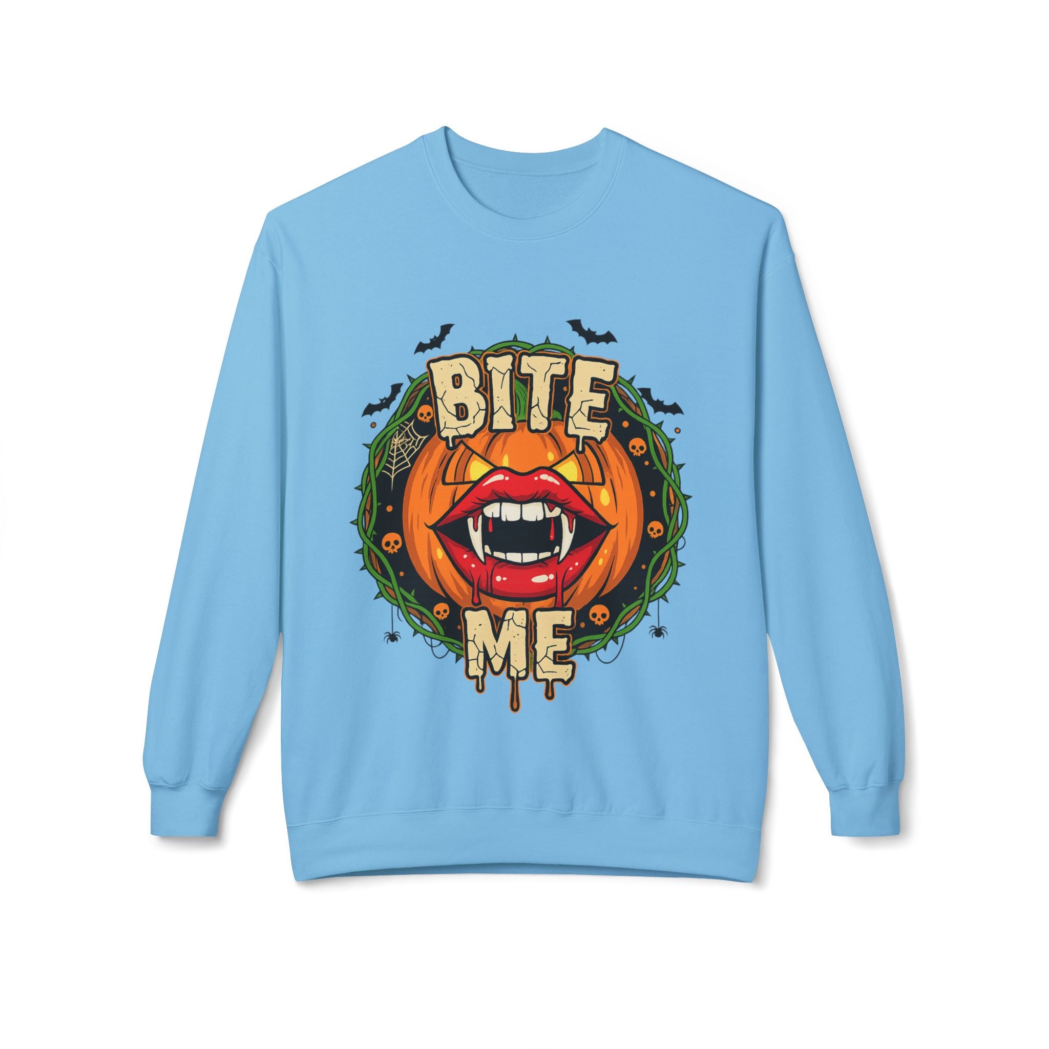 Bite Me 1 - Gothic Witch Crewneck Unisex Sweatshirt - Cozy Halloween Apparel