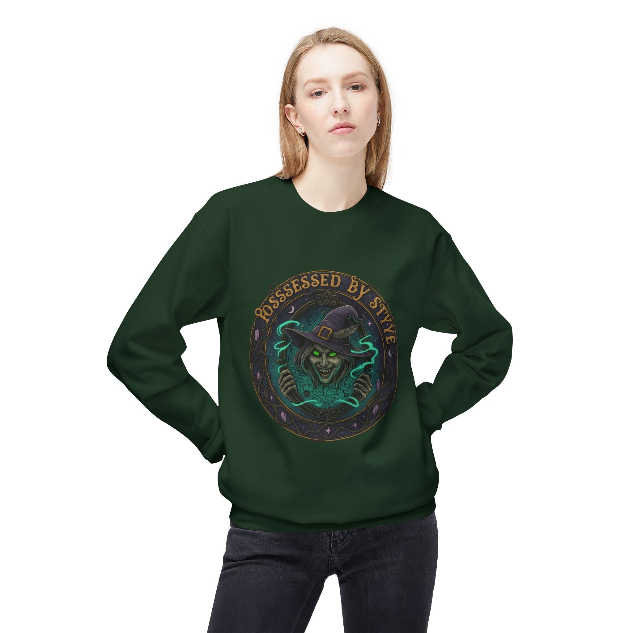 Possessed by Style 3 - Crewneck Unisex Sweatshirt - Cozy Halloween Apparel