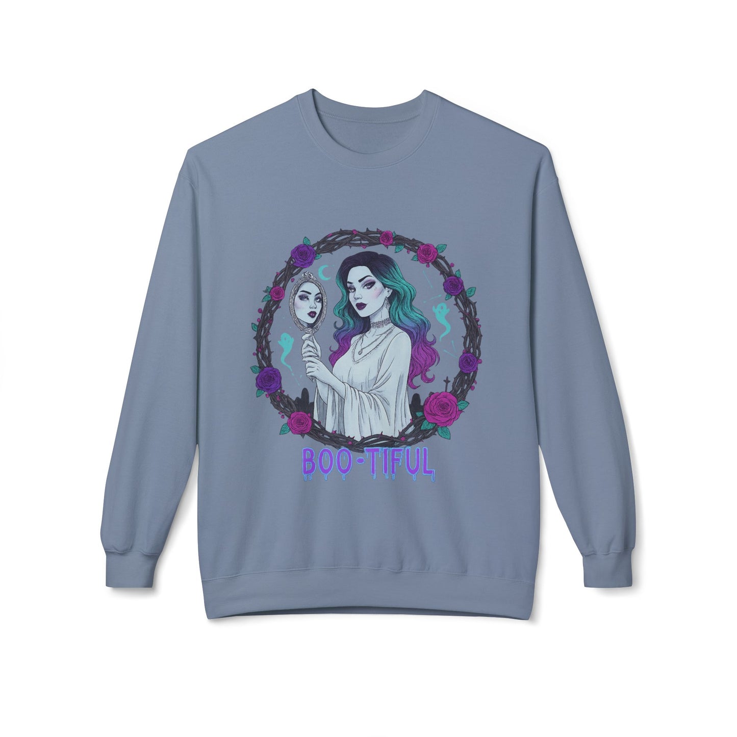 Boo-tiful - Gothic Witch Crewneck Unisex Sweatshirt - Cozy Halloween Apparel