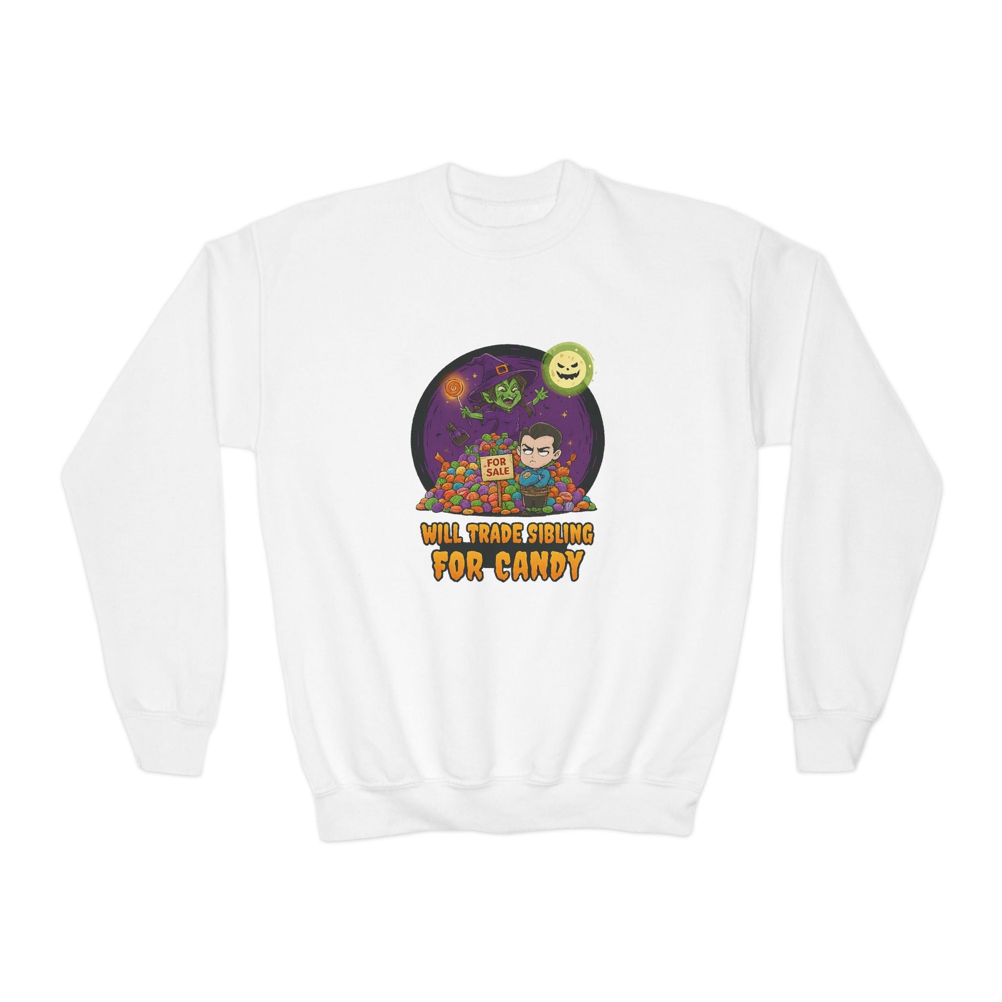 Will Trade Sibling for Candy 2, Fun Halloween Sweatshirt, Cute Kids Sweatshirt