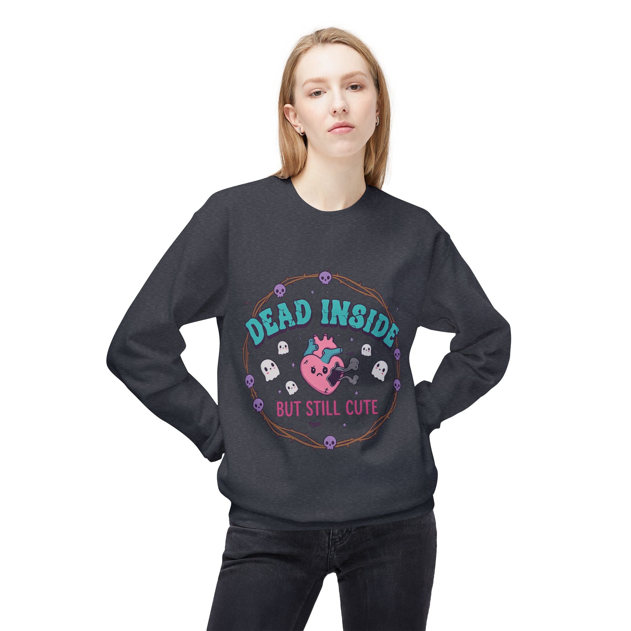 Dead Inside, But Still Cute 1- Crewneck Unisex Sweatshirt - Cozy Halloween Apparel