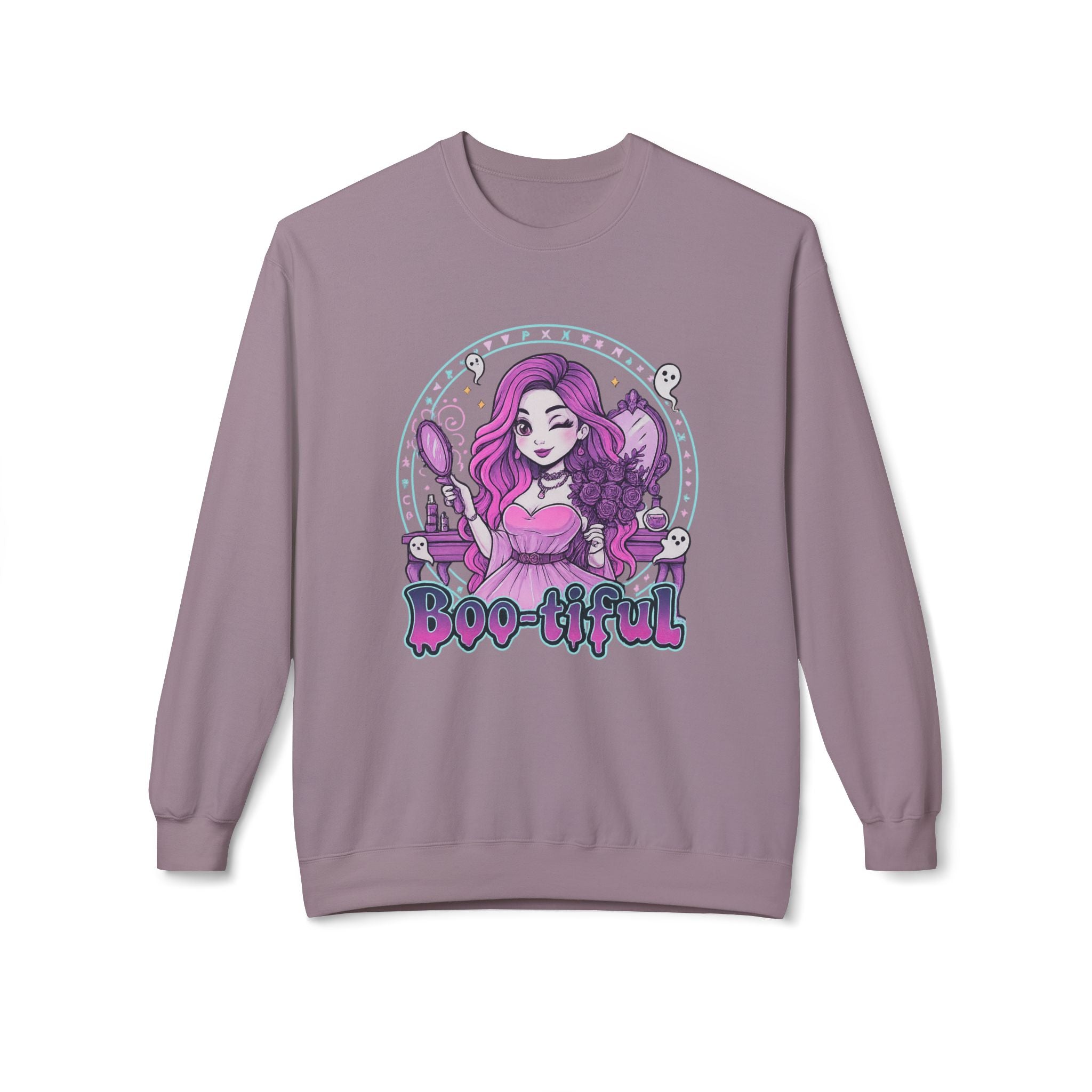 Boo-tiful 3- Gothic Witch Crewneck Unisex Sweatshirt - Cozy Halloween Apparel