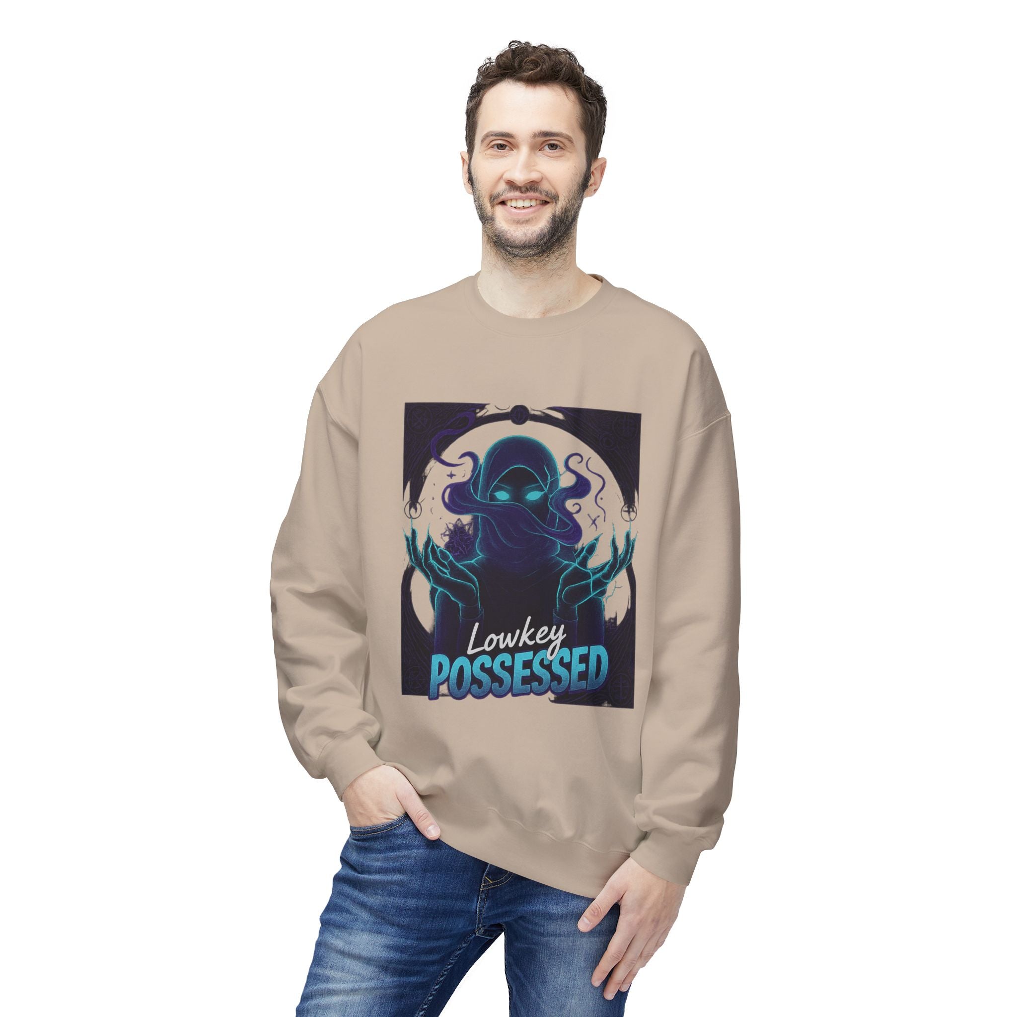 Lowkey Possessed 3 - Crewneck Unisex Sweatshirt - Cozy Halloween Apparel