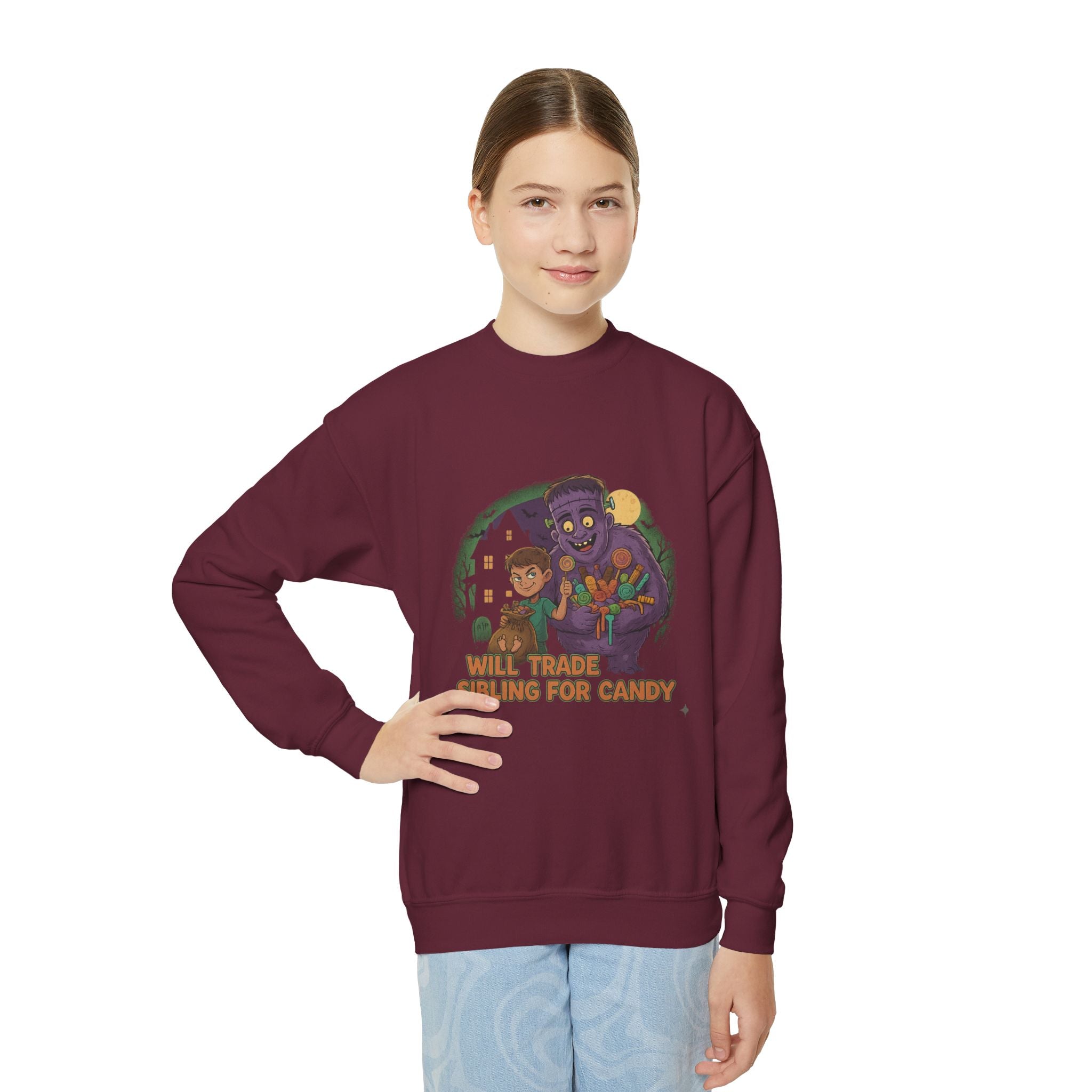 Will Trade Sibling for Candy 1 , Funny Teen Apparel, Cute Sweatshirt, Unique Gift for Kids,