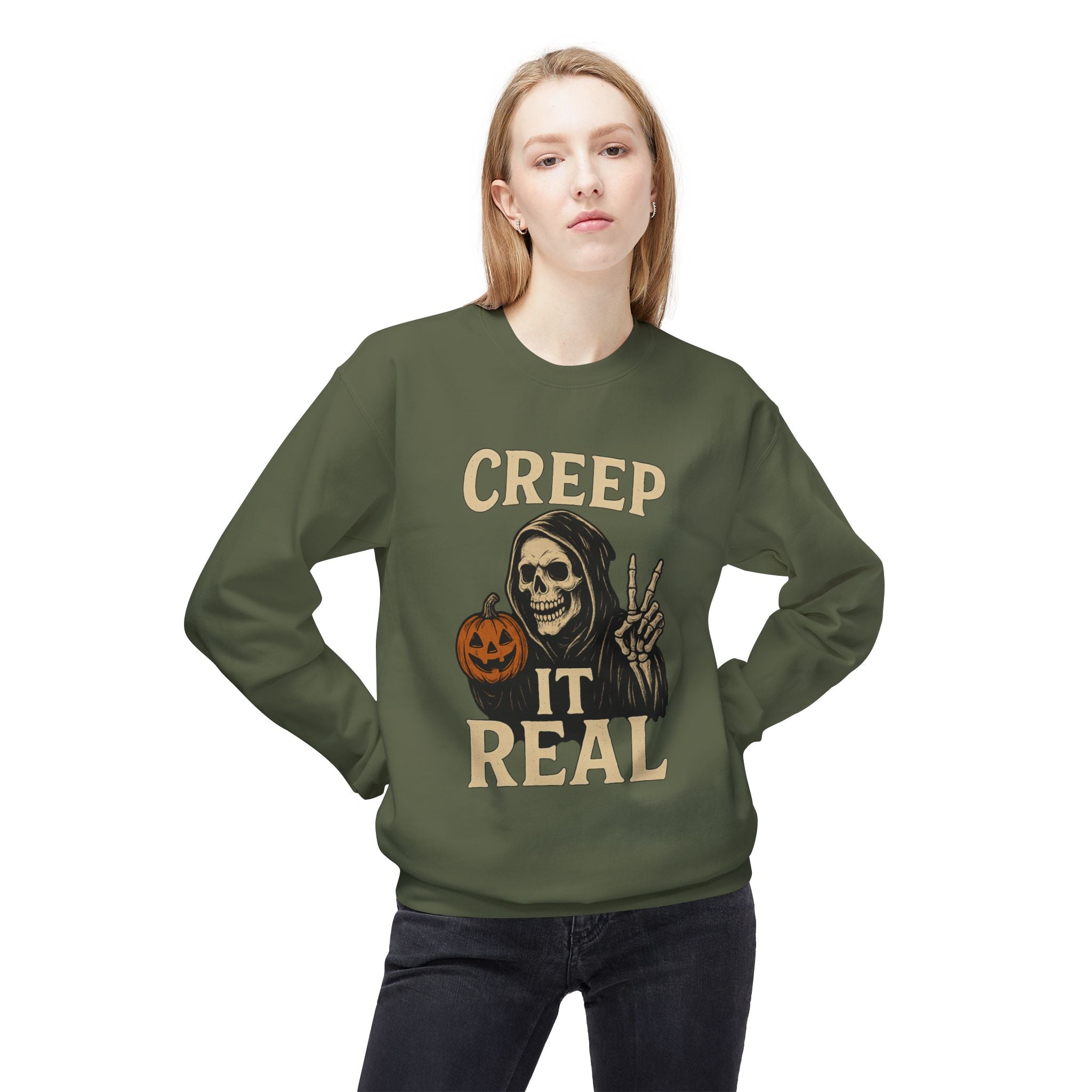 Creep It Real 1 - Crewneck Unisex Sweatshirt - Cozy Halloween Apparel