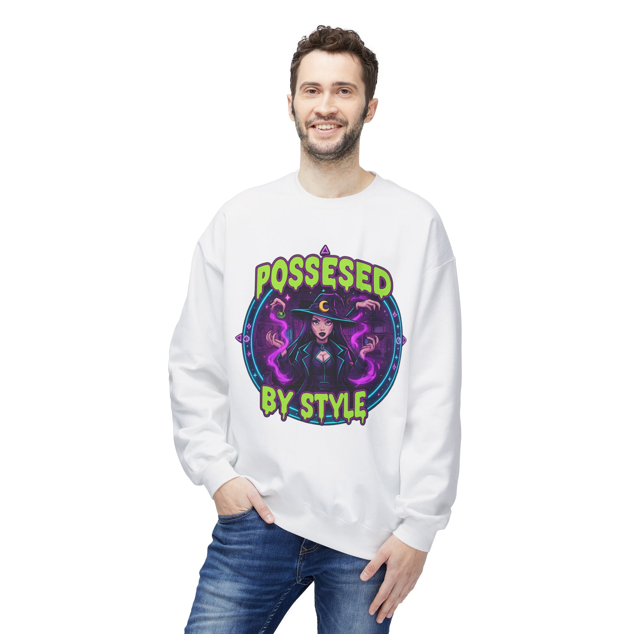 Possessed by Style 2 - Crewneck Unisex Sweatshirt - Cozy Halloween Apparel