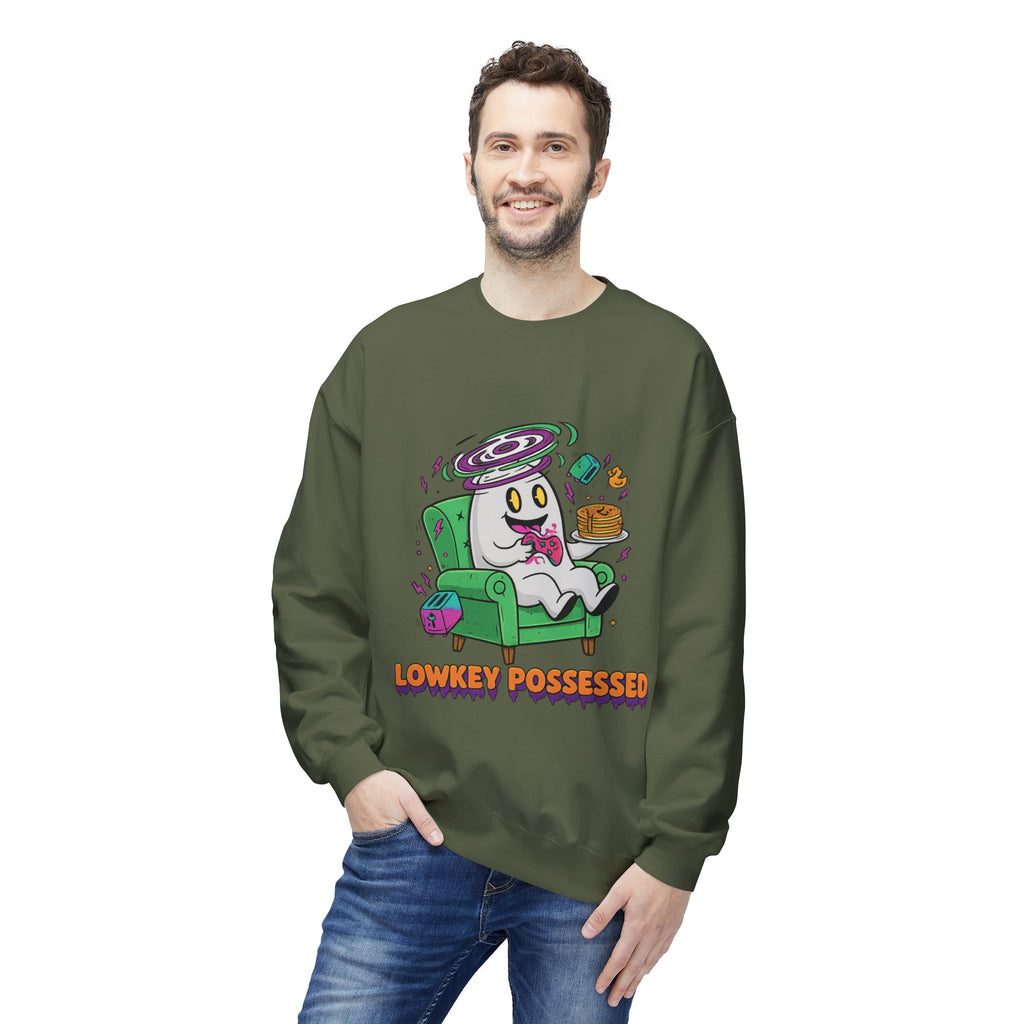 Lowkey Possessed 4 - Crewneck Unisex Sweatshirt - Cozy Halloween Apparel