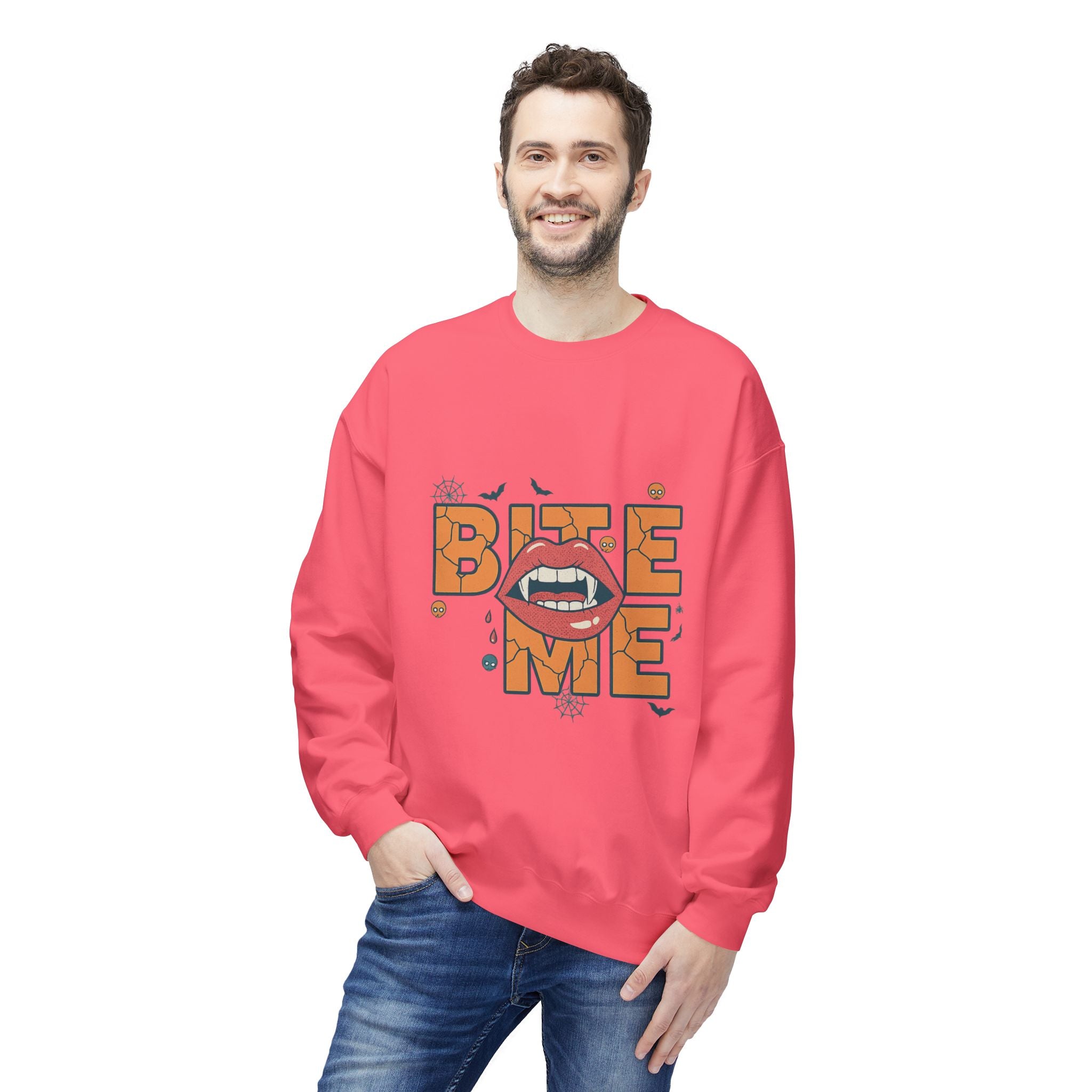 Bite Me 1- Crewneck Unisex Sweatshirt - Cozy Halloween Apparel