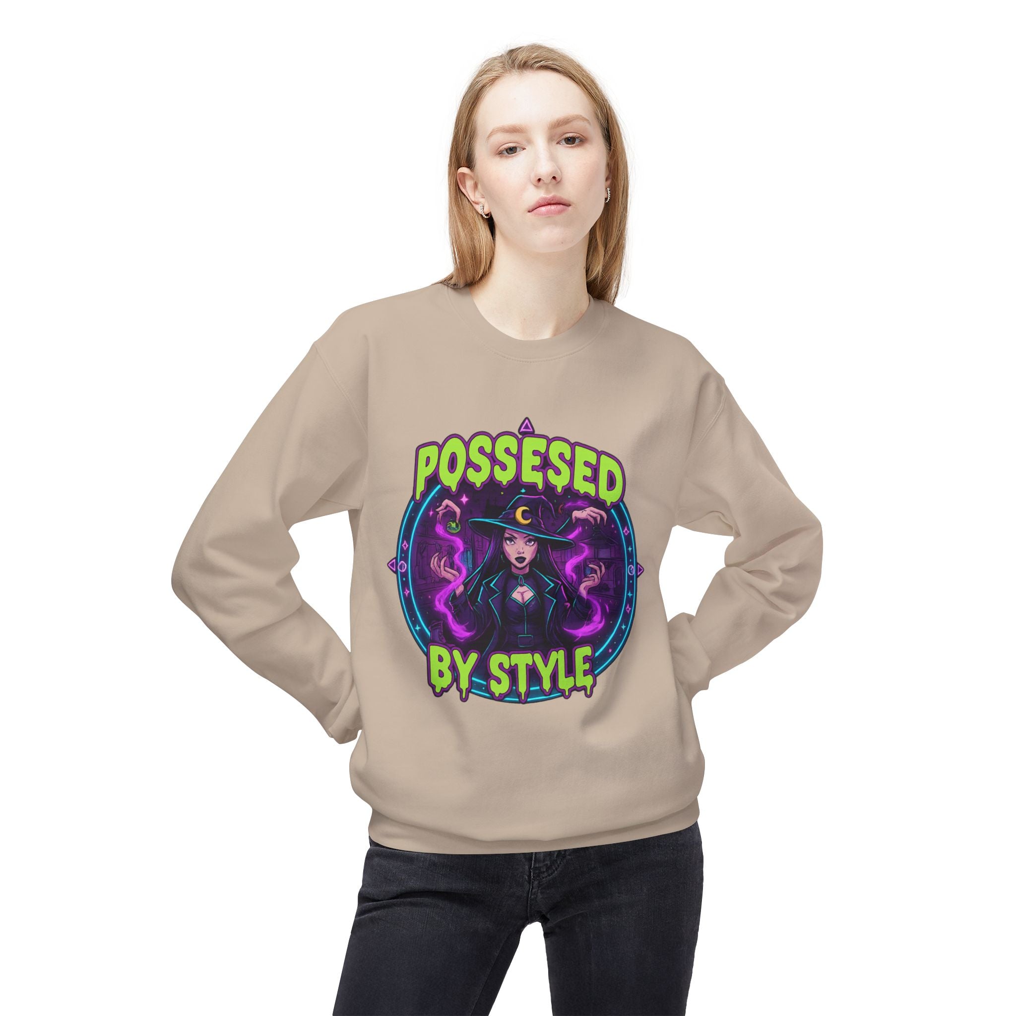 Possessed by Style 2 - Crewneck Unisex Sweatshirt - Cozy Halloween Apparel