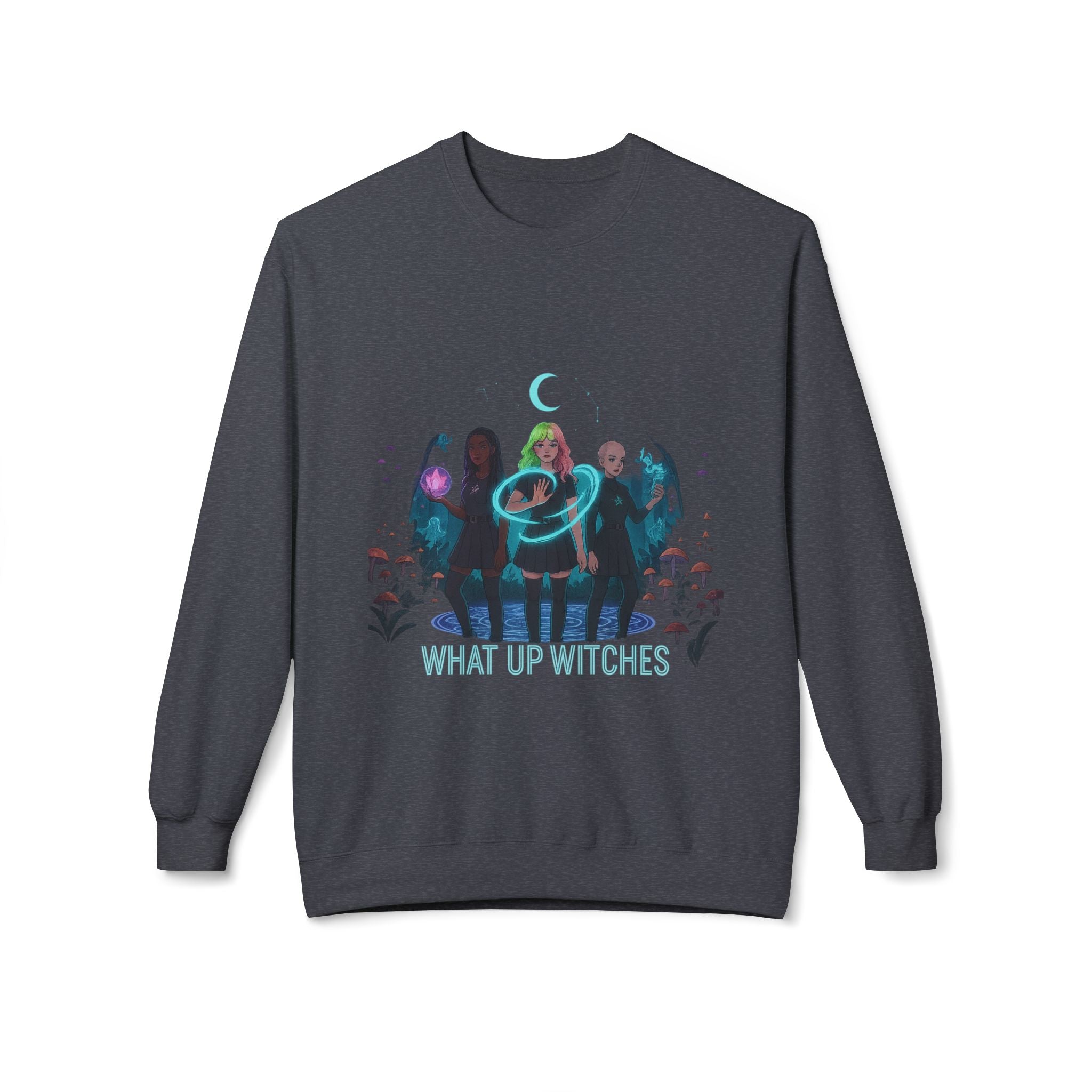 What Up Witches 3 - Crewneck Unisex Sweatshirt - Cozy Halloween Apparel
