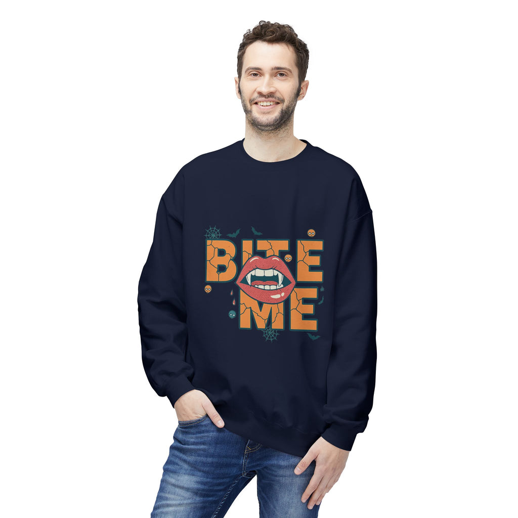 Bite Me 1- Crewneck Unisex Sweatshirt - Cozy Halloween Apparel