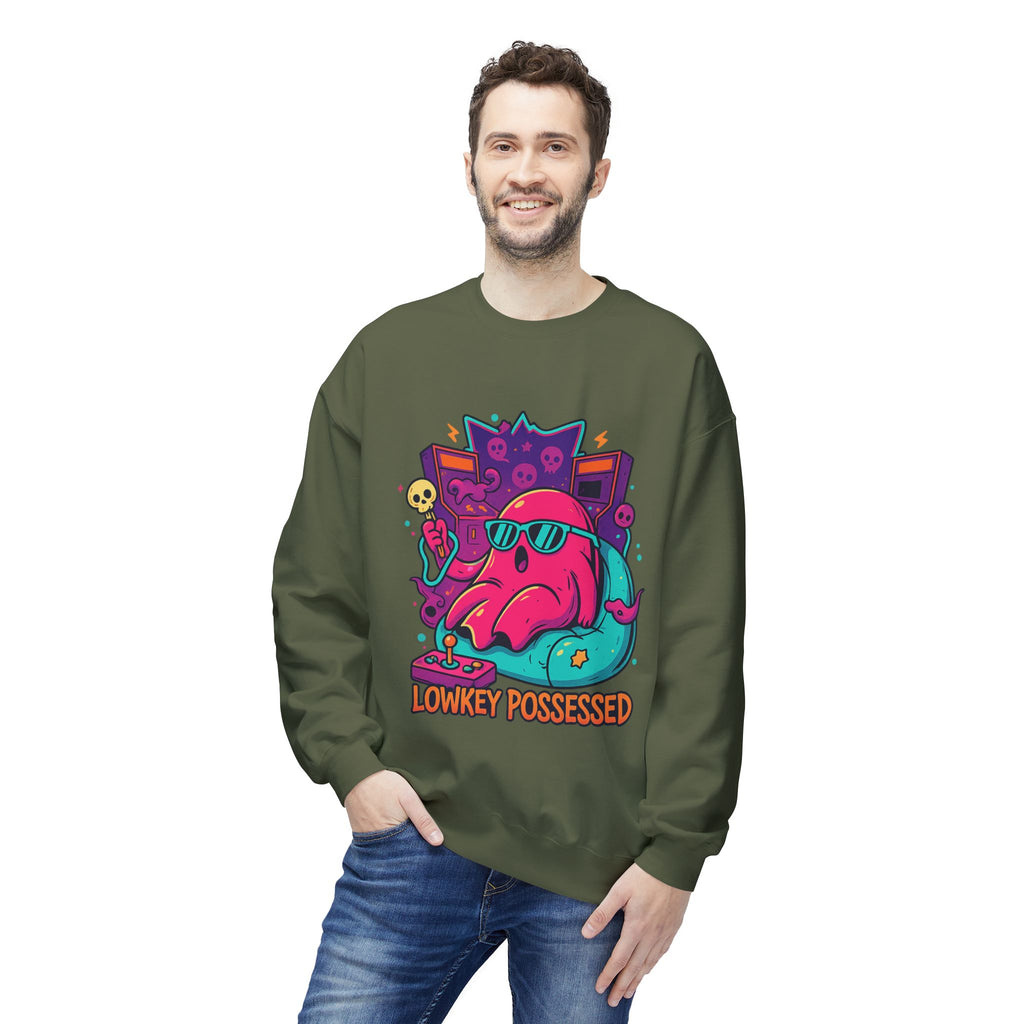 Lowkey Possessed 2 - Crewneck Unisex Sweatshirt - Cozy Halloween Apparel
