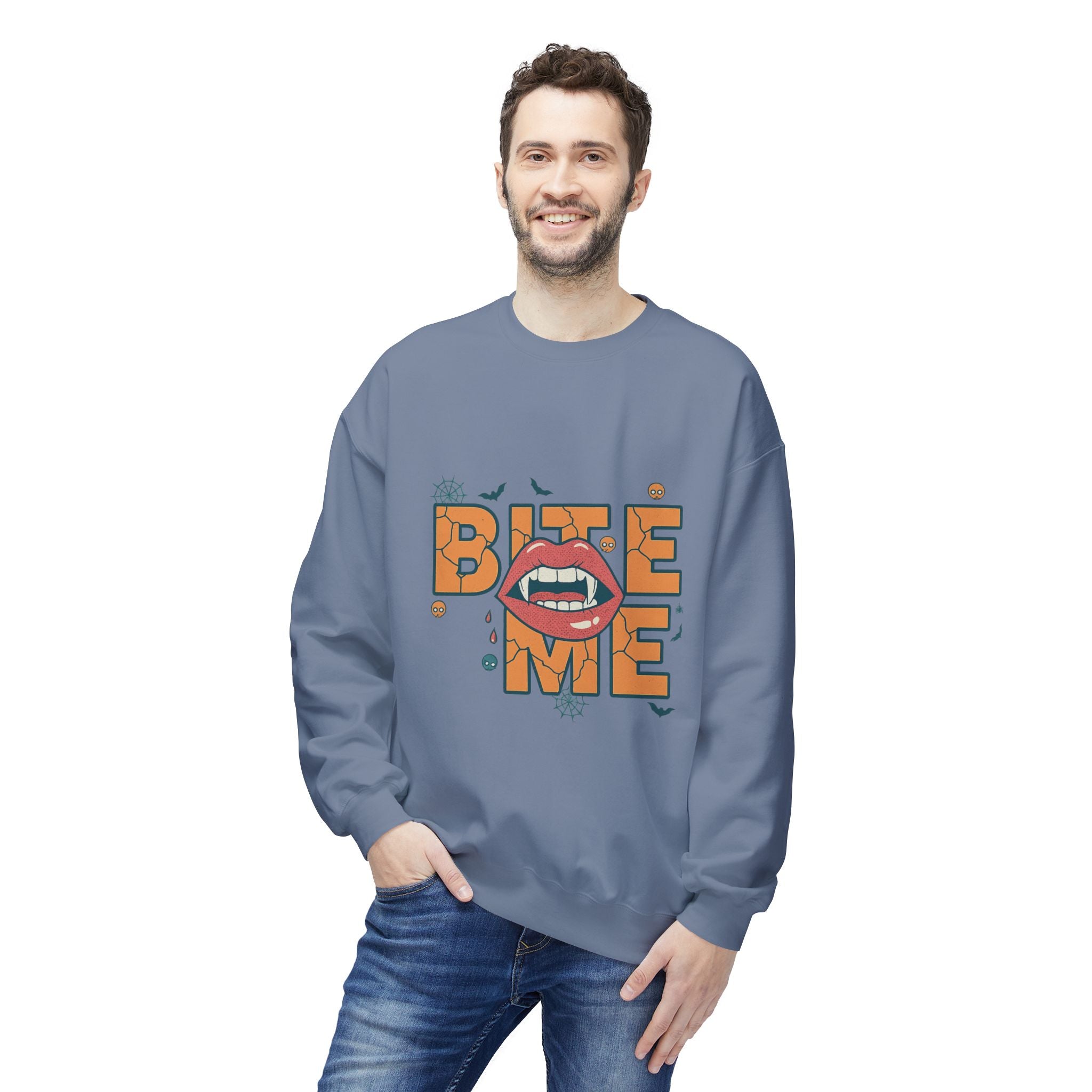 Bite Me 1- Crewneck Unisex Sweatshirt - Cozy Halloween Apparel