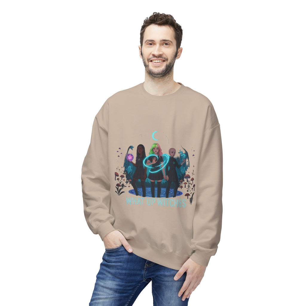 What Up Witches 3 - Crewneck Unisex Sweatshirt - Cozy Halloween Apparel