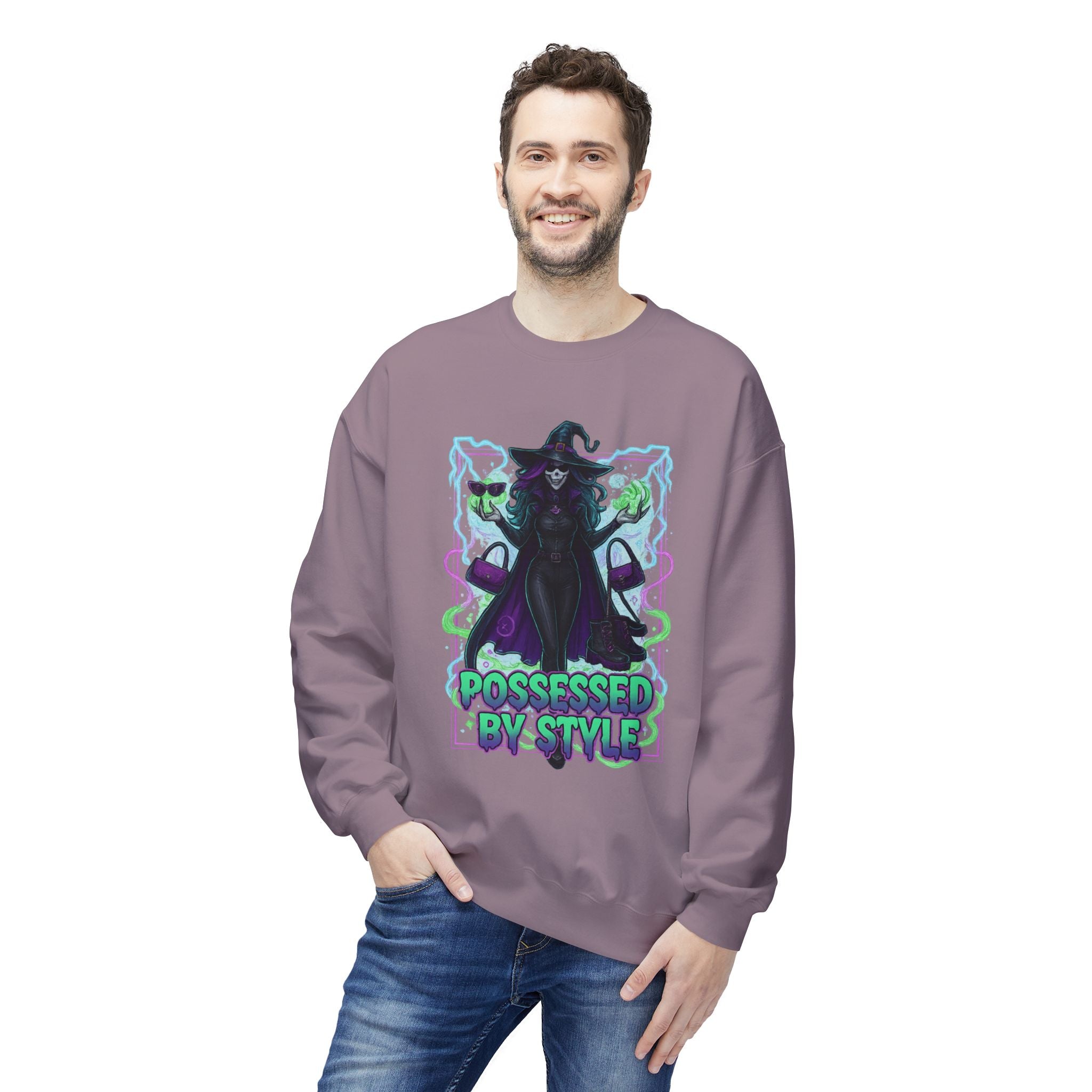 Possessed by Style 4 - Crewneck Unisex Sweatshirt - Cozy Halloween Apparel