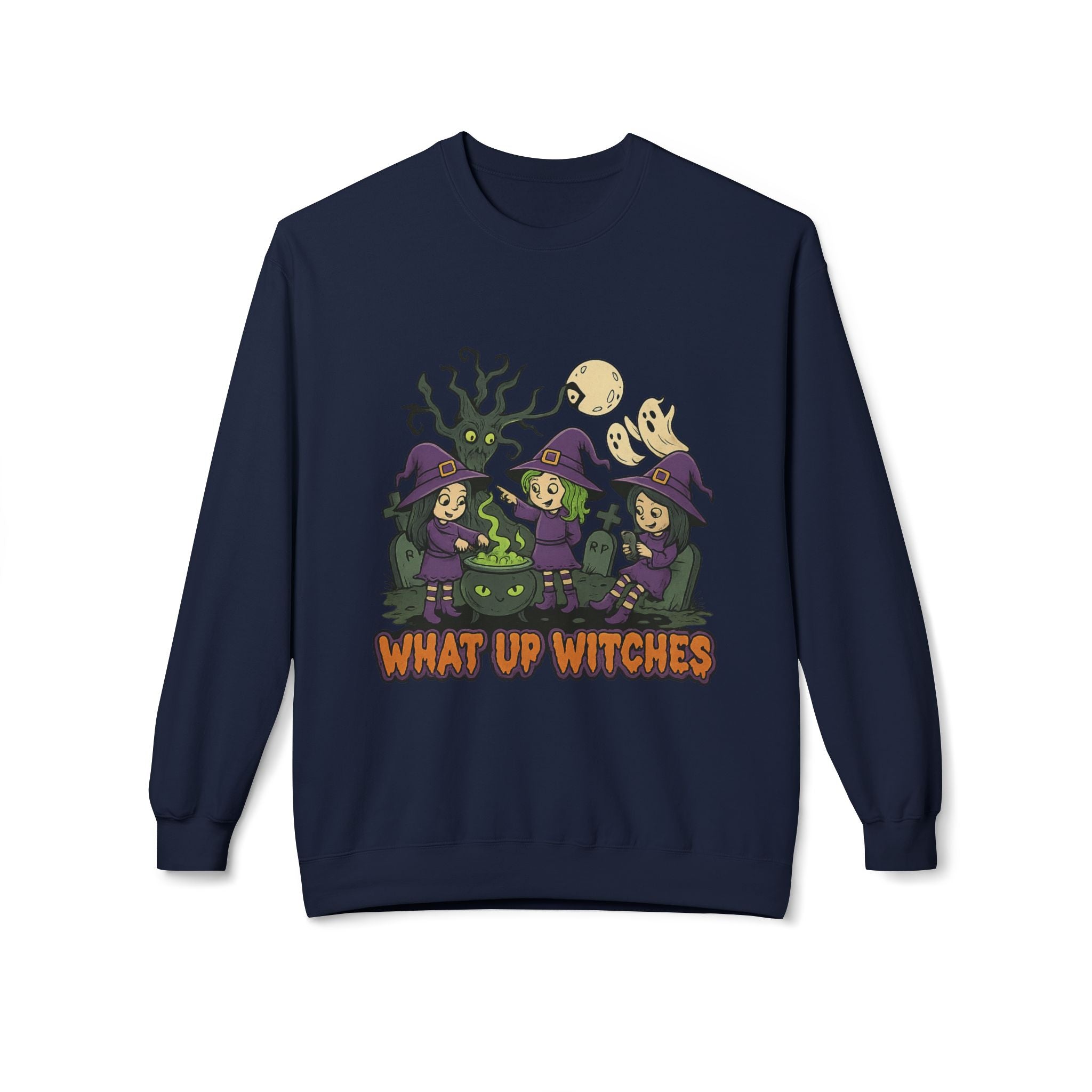 What Up Witches 2.1 - Crewneck Unisex Sweatshirt - Cozy Halloween Apparel