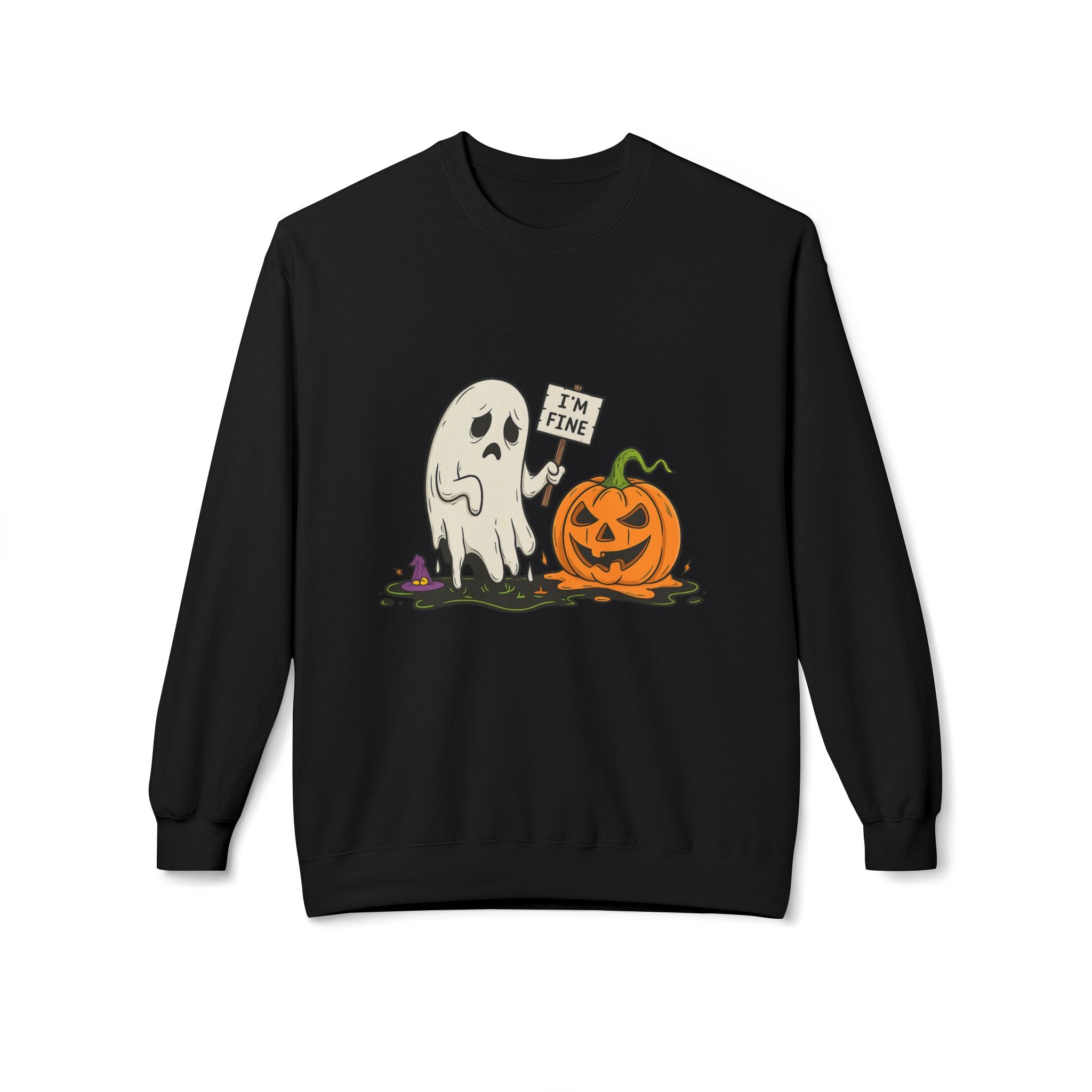 I'm Fine 1 - Crewneck Unisex Sweatshirt - Cozy Halloween Apparel