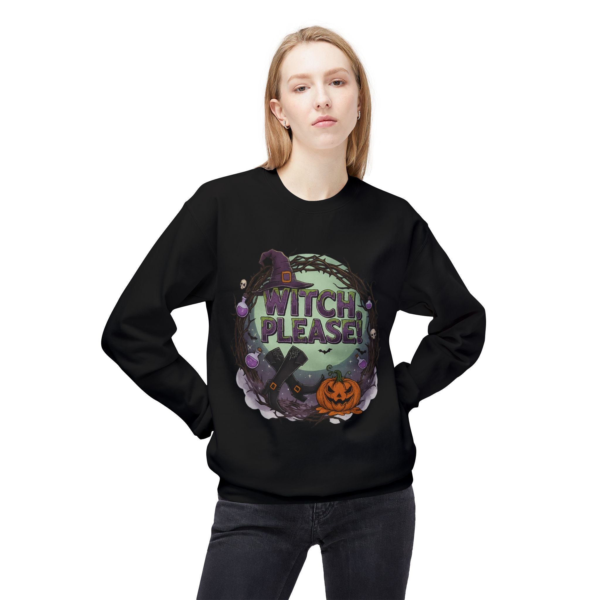 Witch, Please! 1 - Crewneck Unisex Sweatshirt - Cozy Halloween Apparel