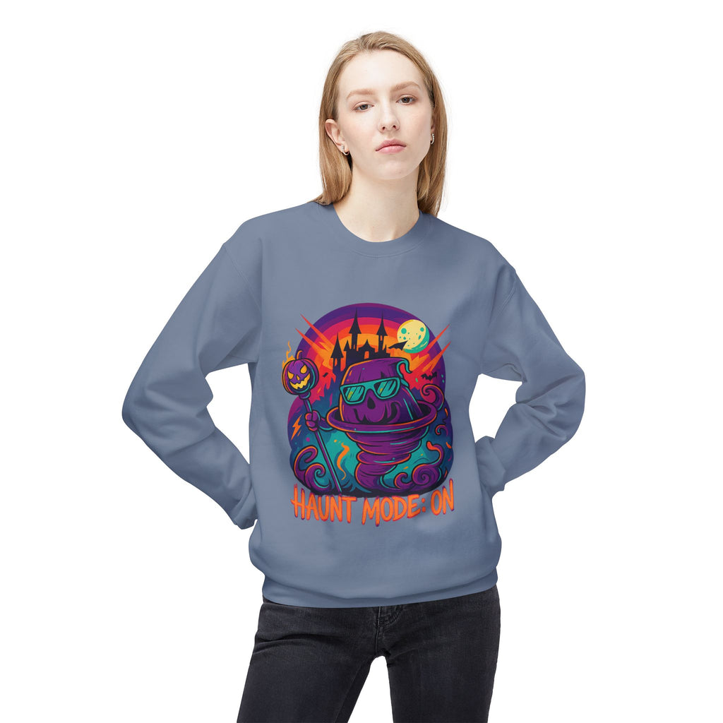 Haunt Mode ON 4 - Crewneck Unisex Sweatshirt - Cozy Halloween Apparel