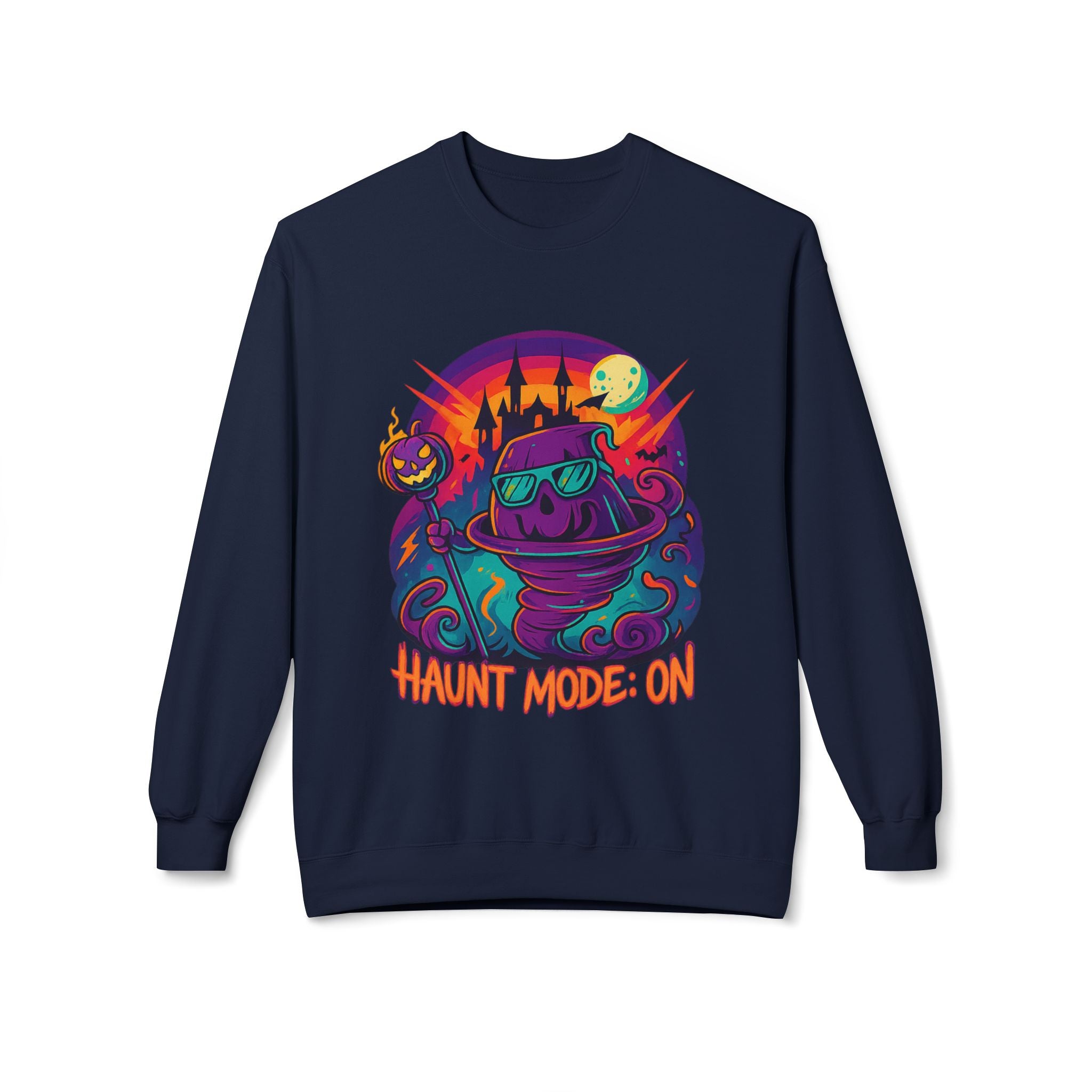Haunt Mode ON 4 - Crewneck Unisex Sweatshirt - Cozy Halloween Apparel