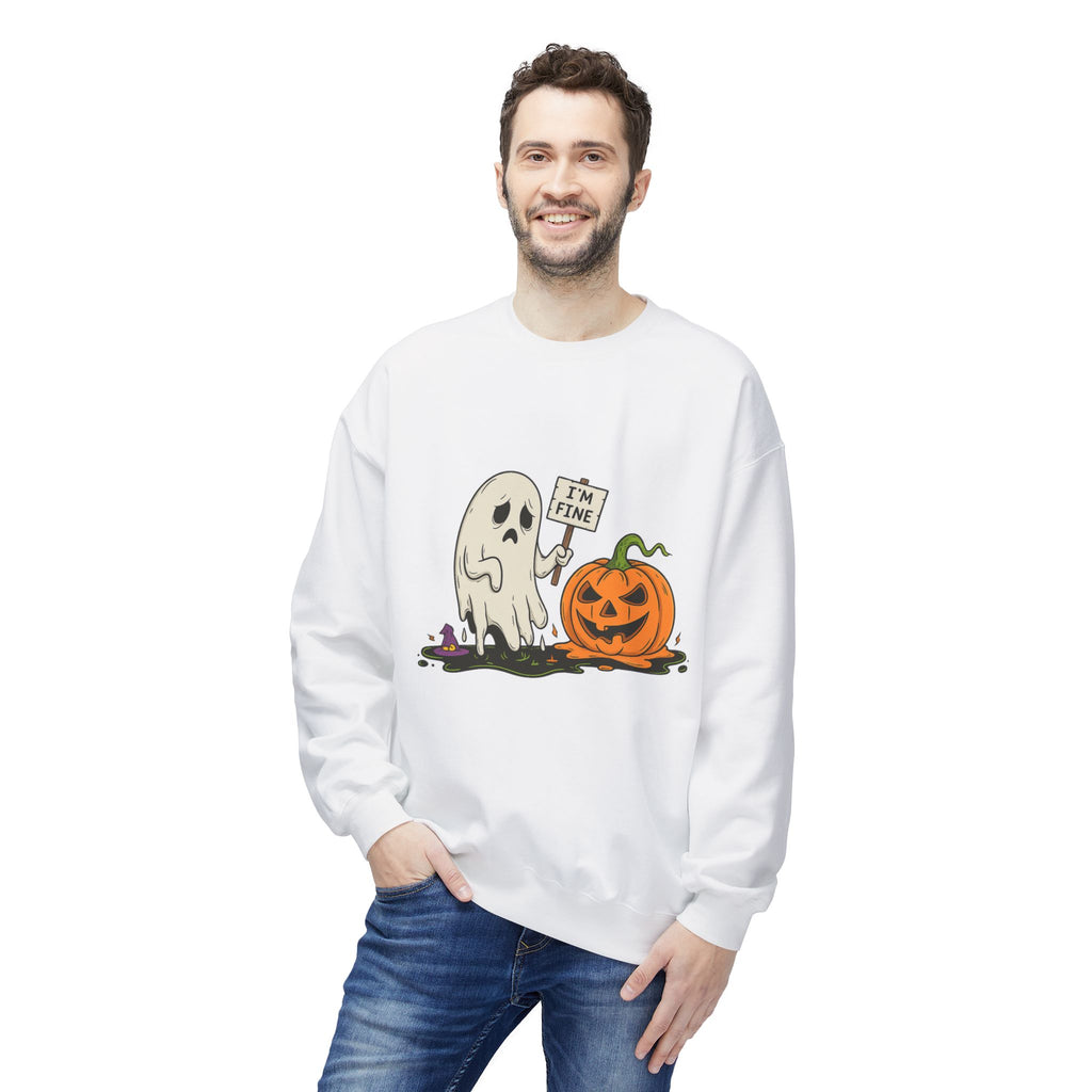 I'm Fine 1 - Crewneck Unisex Sweatshirt - Cozy Halloween Apparel