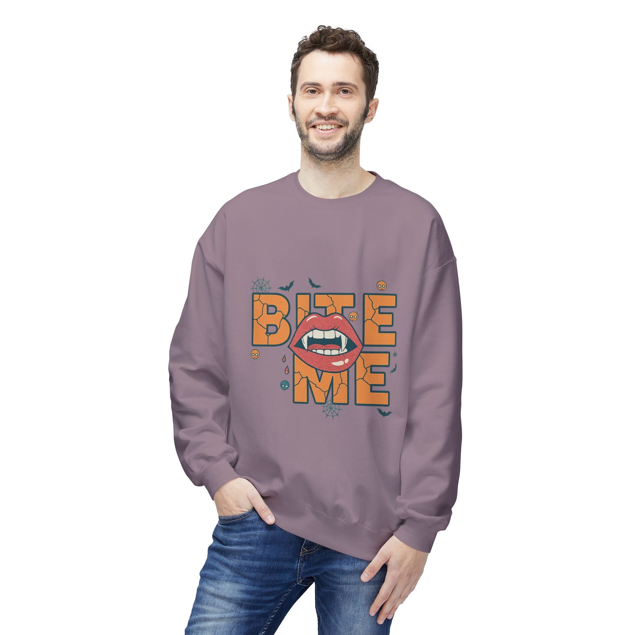 Bite Me 1- Crewneck Unisex Sweatshirt - Cozy Halloween Apparel