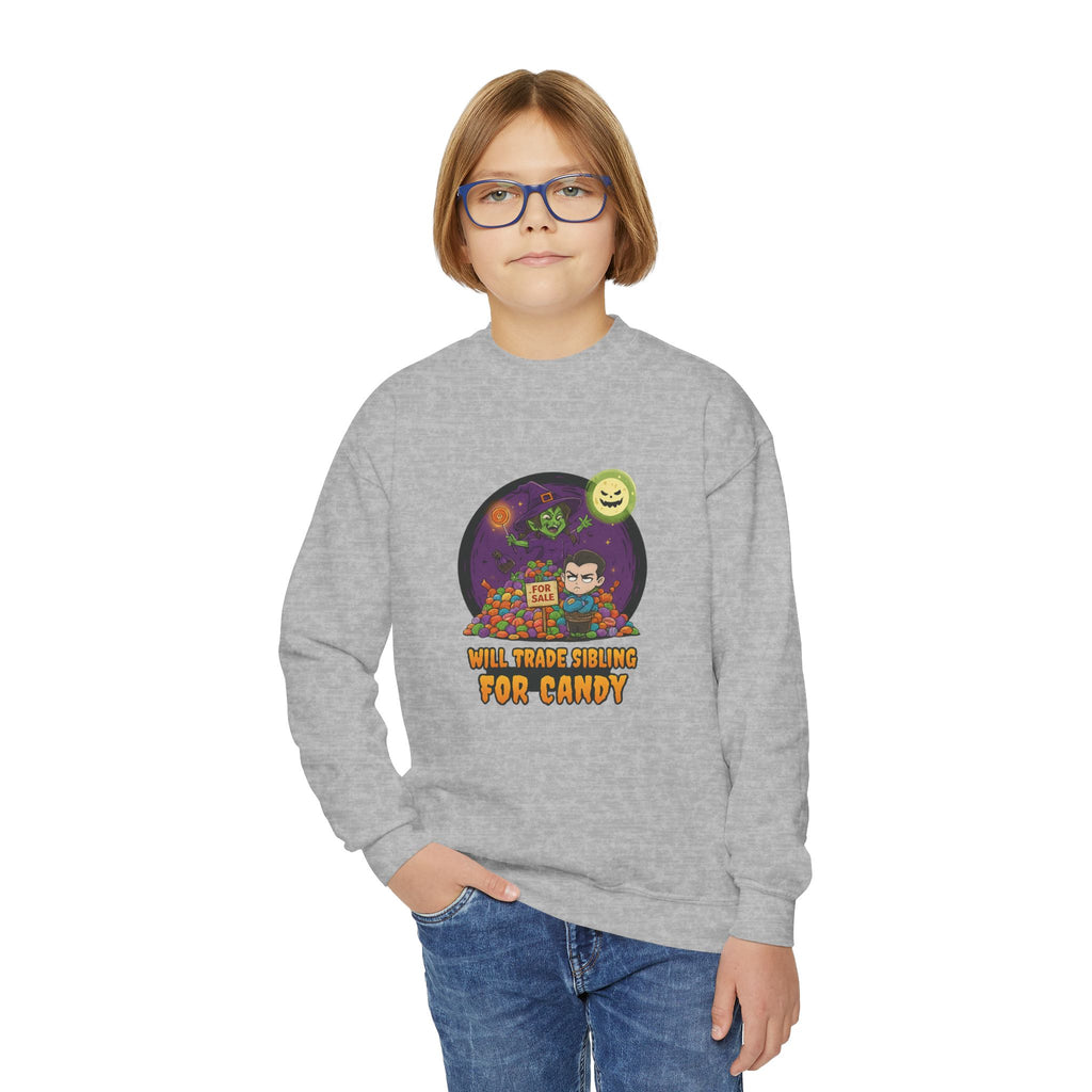 Will Trade Sibling for Candy 2, Fun Halloween Sweatshirt, Cute Kids Sweatshirt