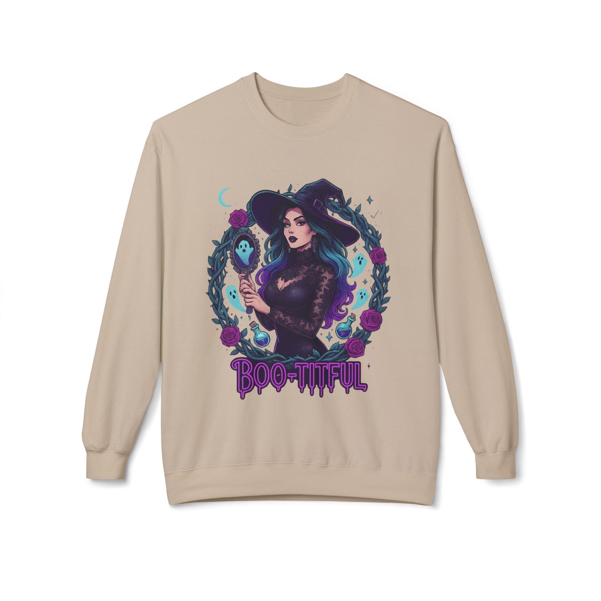 Boo-tiful - Gothic Witch Crewneck Unisex Sweatshirt - Cozy Halloween Apparel