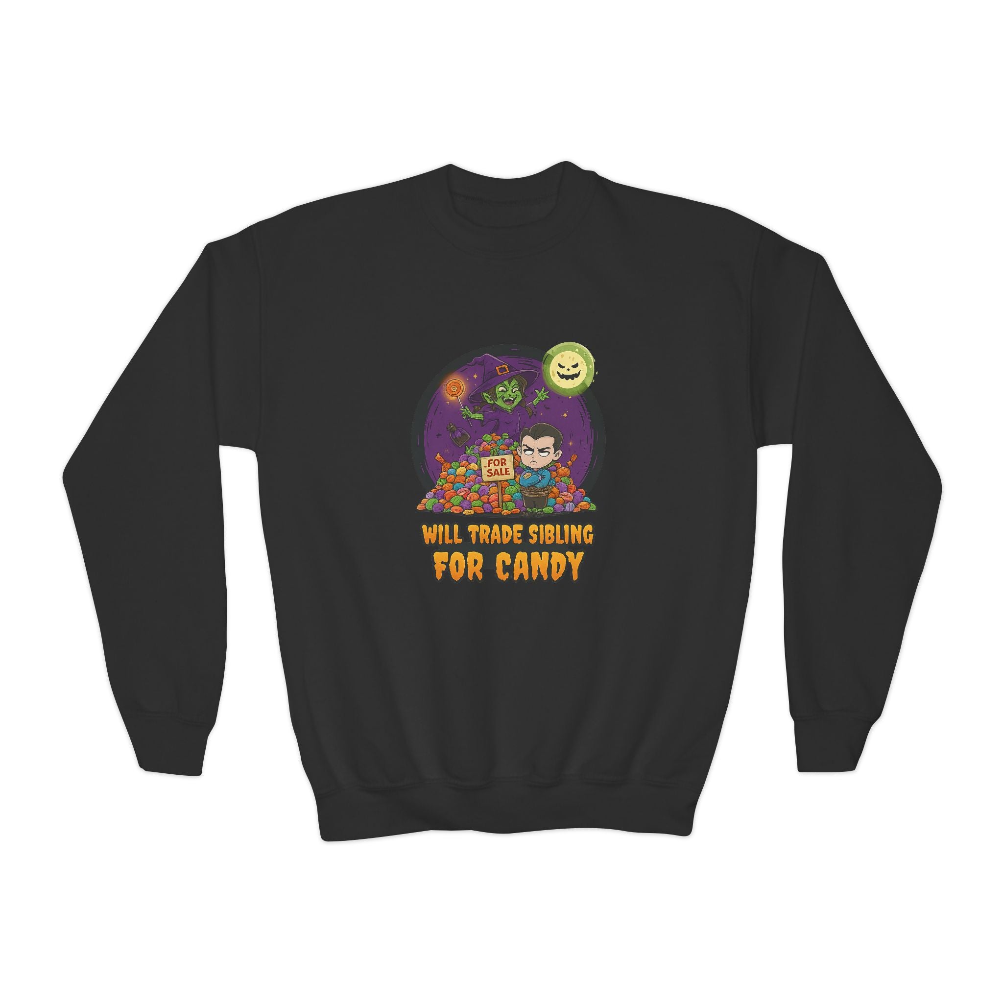 Will Trade Sibling for Candy 2, Fun Halloween Sweatshirt, Cute Kids Sweatshirt
