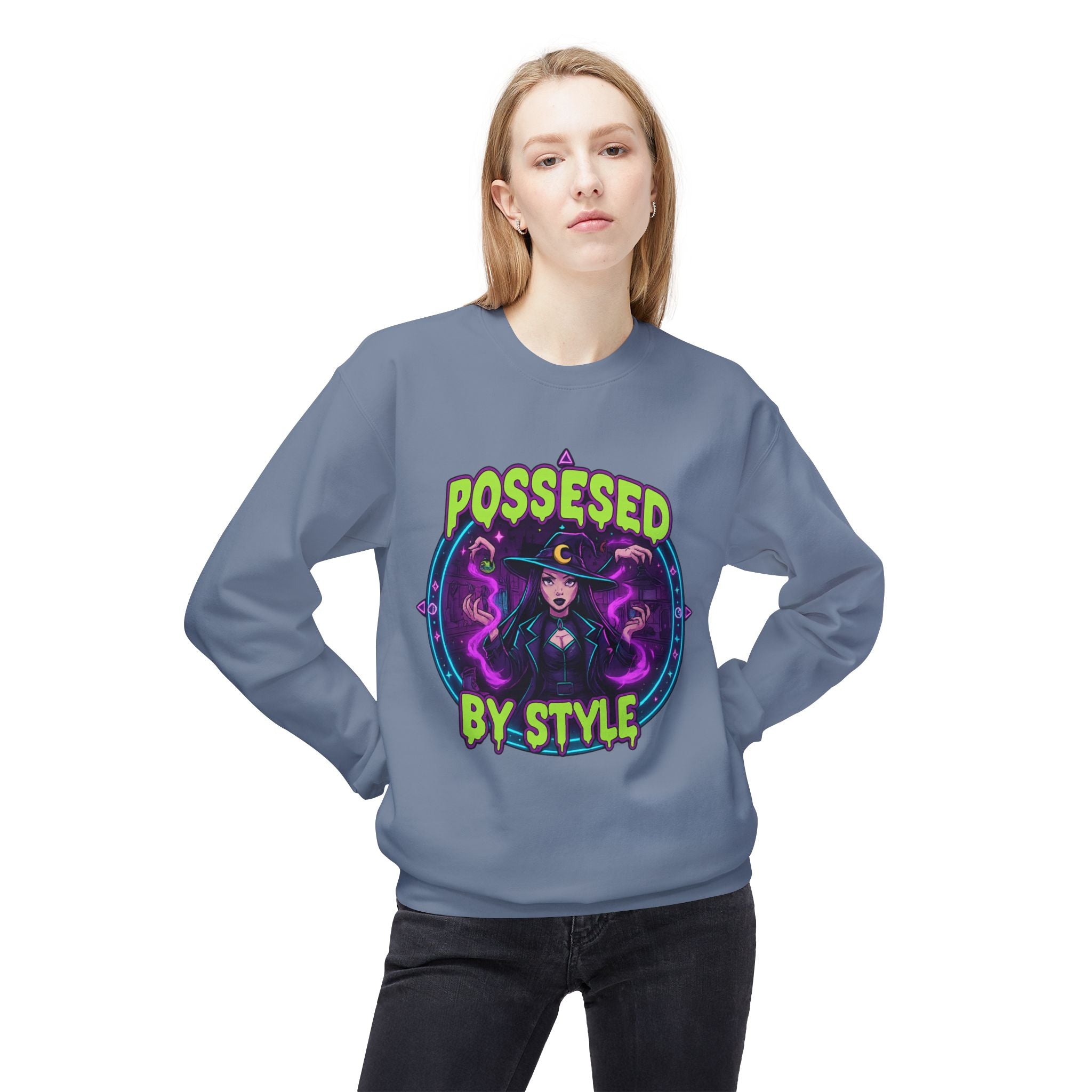Possessed by Style 2 - Crewneck Unisex Sweatshirt - Cozy Halloween Apparel