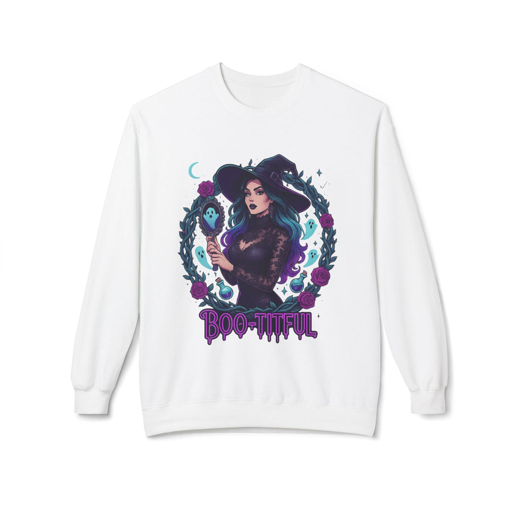 Boo-tiful - Gothic Witch Crewneck Unisex Sweatshirt - Cozy Halloween Apparel