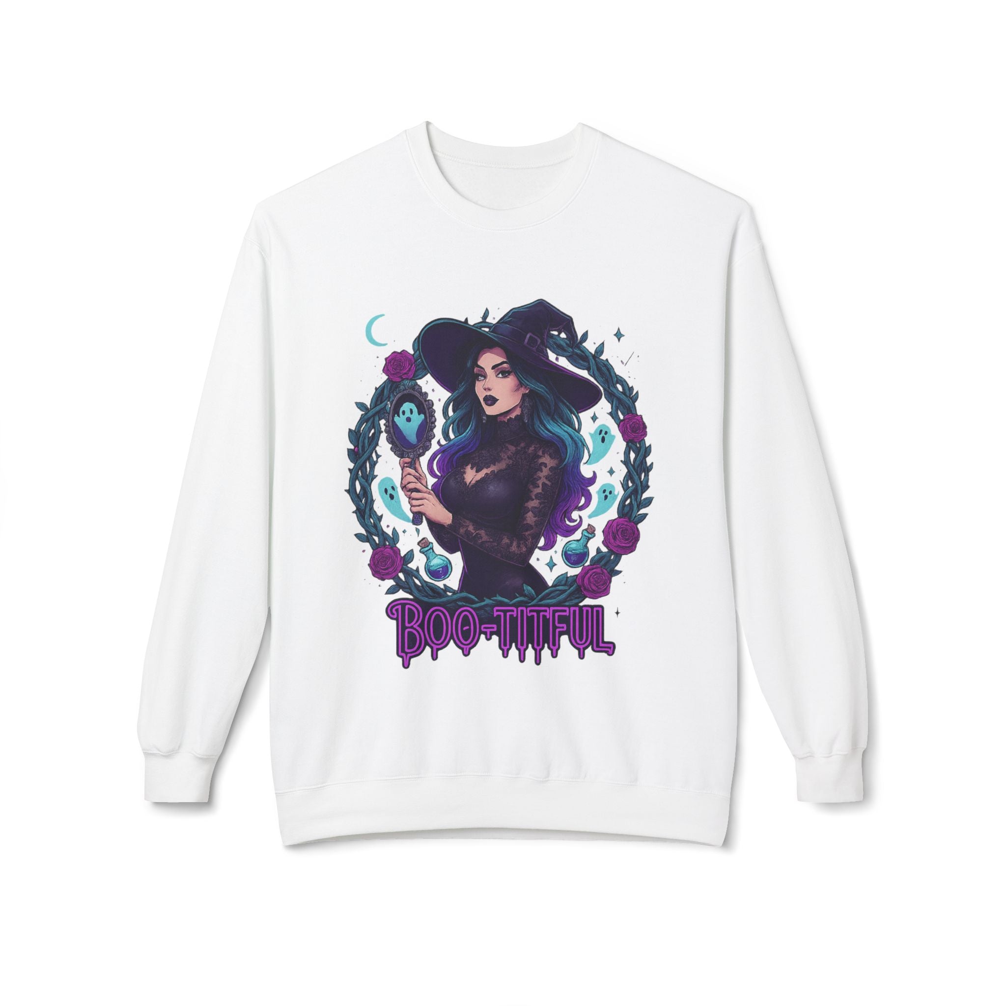 Boo-tiful - Gothic Witch Crewneck Unisex Sweatshirt - Cozy Halloween Apparel