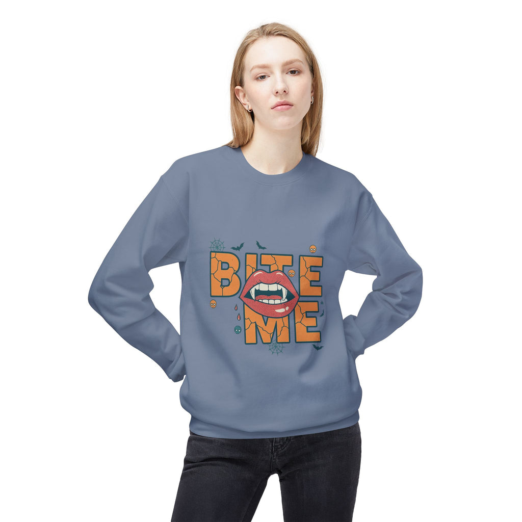 Bite Me 1- Crewneck Unisex Sweatshirt - Cozy Halloween Apparel