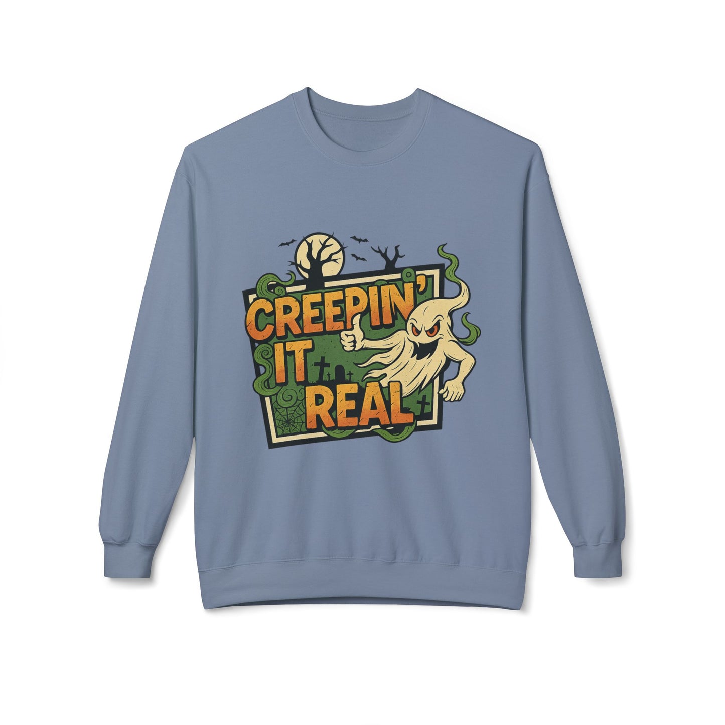 Creepin’ It Real 1- Crewneck Unisex Sweatshirt - Cozy Halloween Apparel