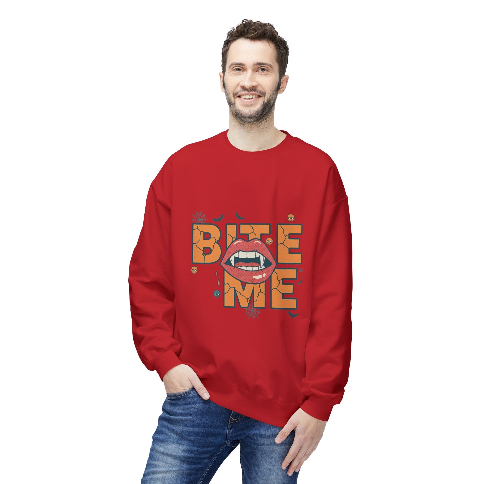 Bite Me 1- Crewneck Unisex Sweatshirt - Cozy Halloween Apparel