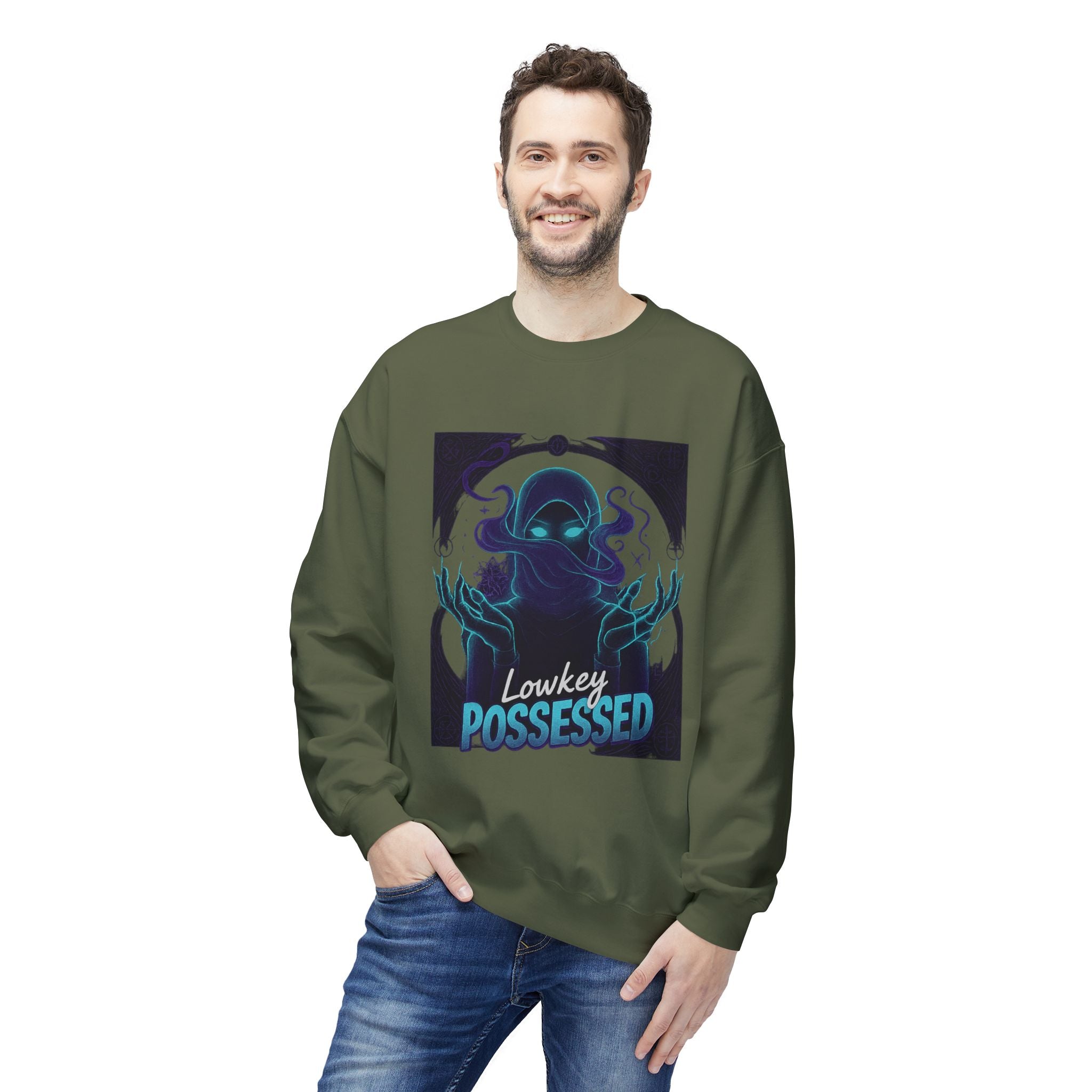 Lowkey Possessed 3 - Crewneck Unisex Sweatshirt - Cozy Halloween Apparel