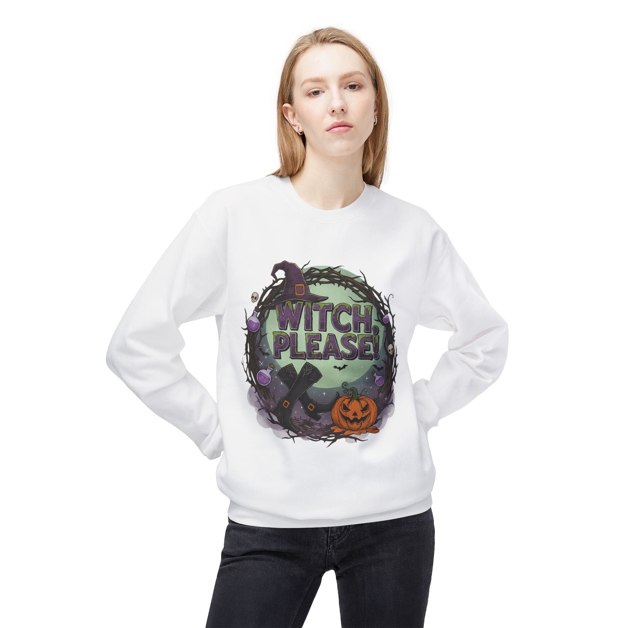 Witch, Please! 1 - Crewneck Unisex Sweatshirt - Cozy Halloween Apparel