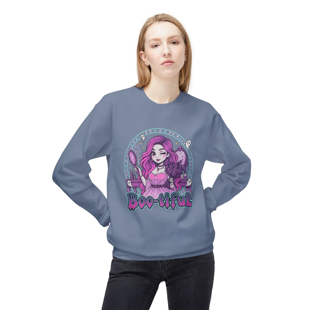 Boo-tiful 3- Gothic Witch Crewneck Unisex Sweatshirt - Cozy Halloween Apparel