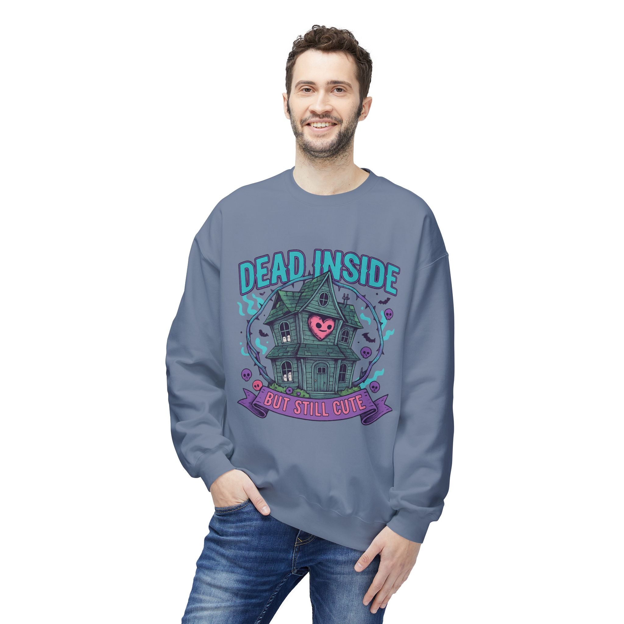 Dead Inside, But Still Cute 2 - Crewneck Unisex Sweatshirt - Cozy Halloween Apparel