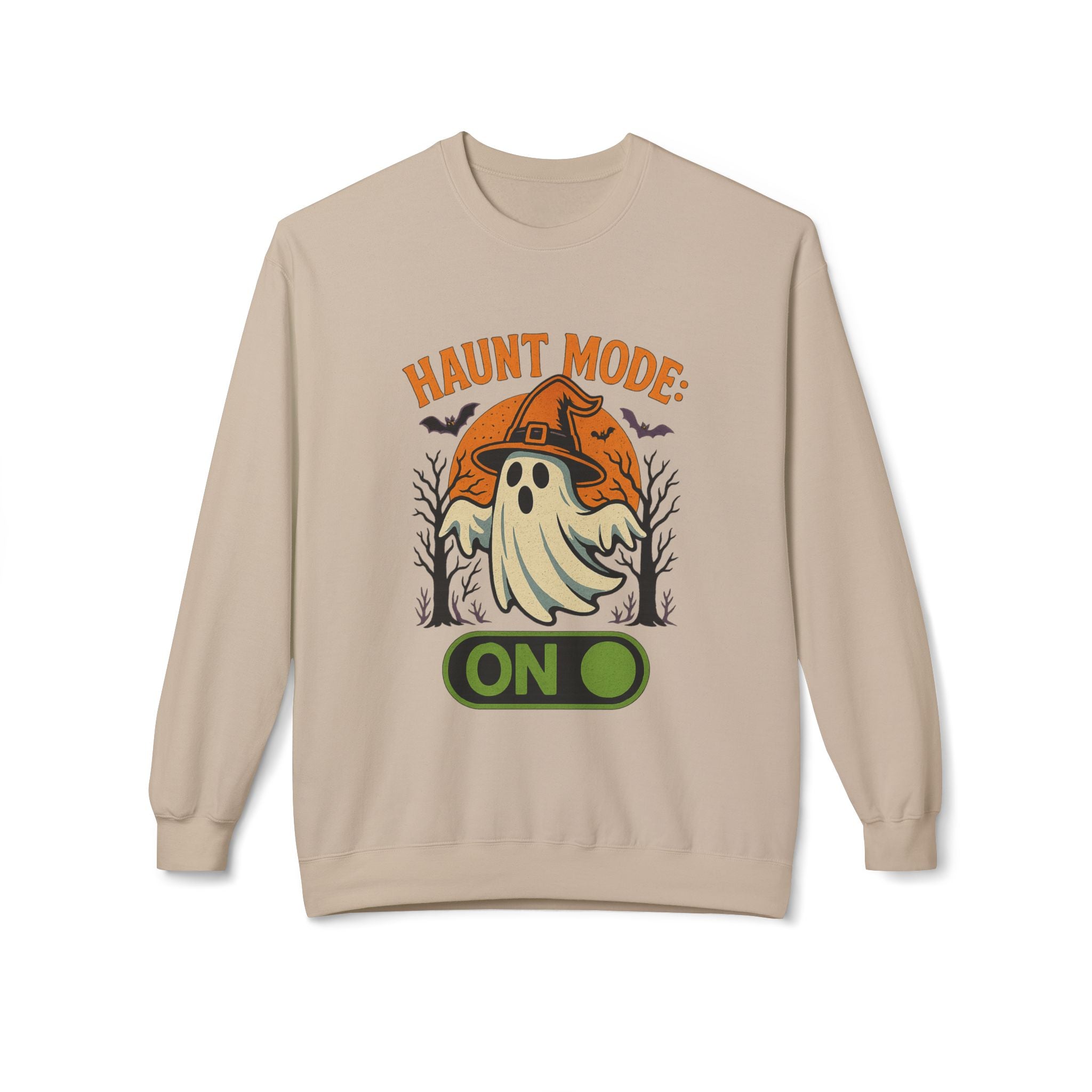 Haunt Mode ON 2 - Crewneck Unisex Sweatshirt - Cozy Halloween Apparel