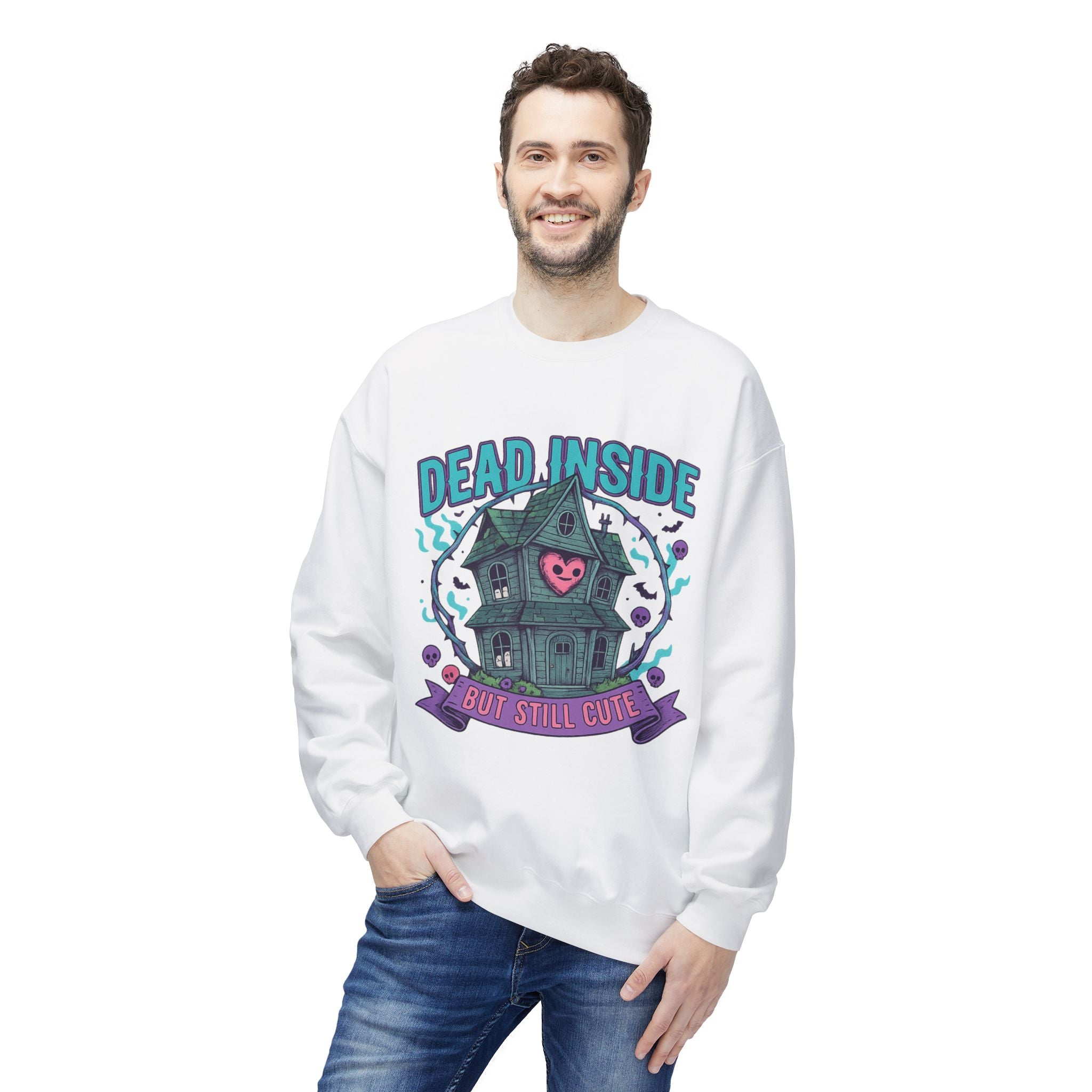 Dead Inside, But Still Cute 2 - Crewneck Unisex Sweatshirt - Cozy Halloween Apparel
