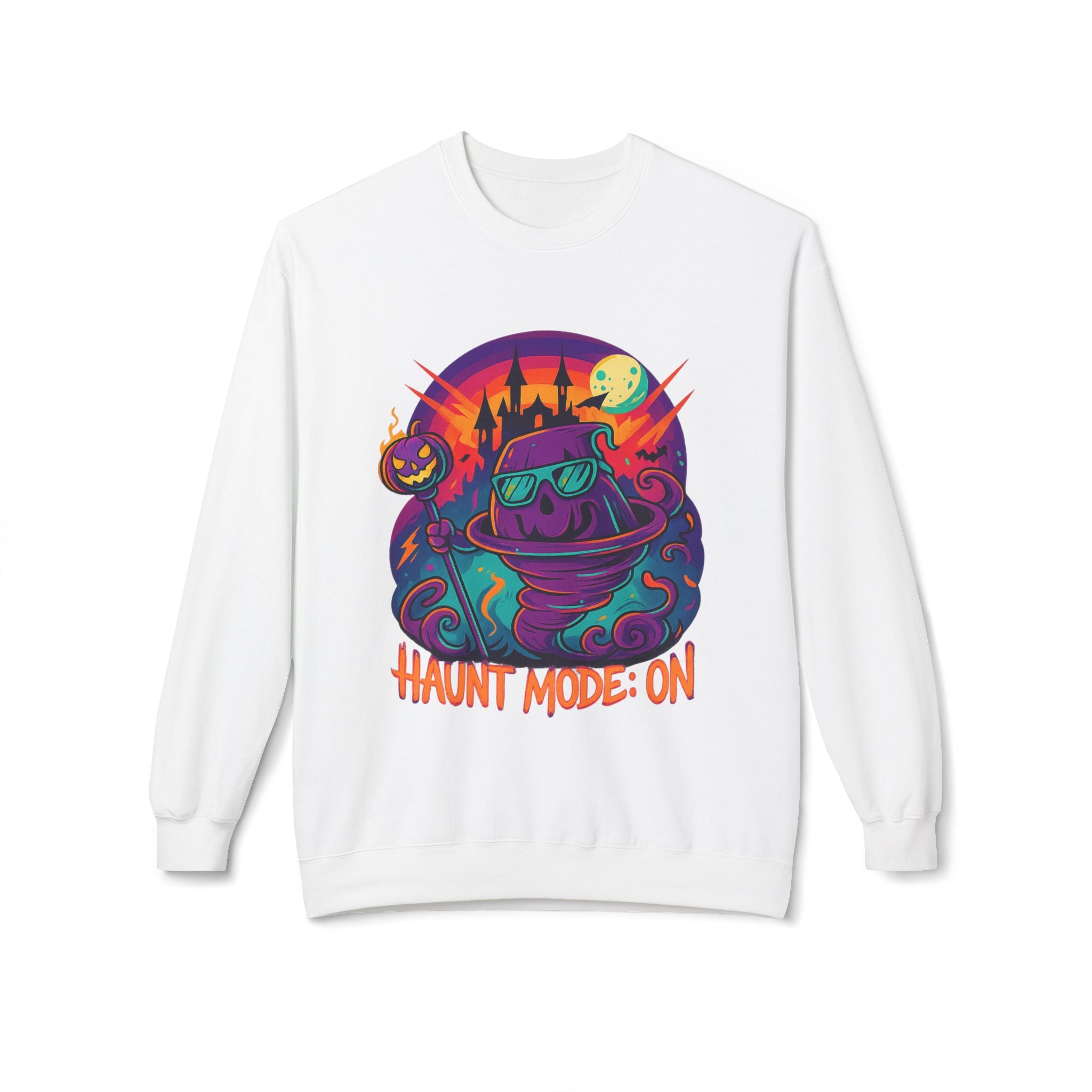 Haunt Mode ON 4 - Crewneck Unisex Sweatshirt - Cozy Halloween Apparel
