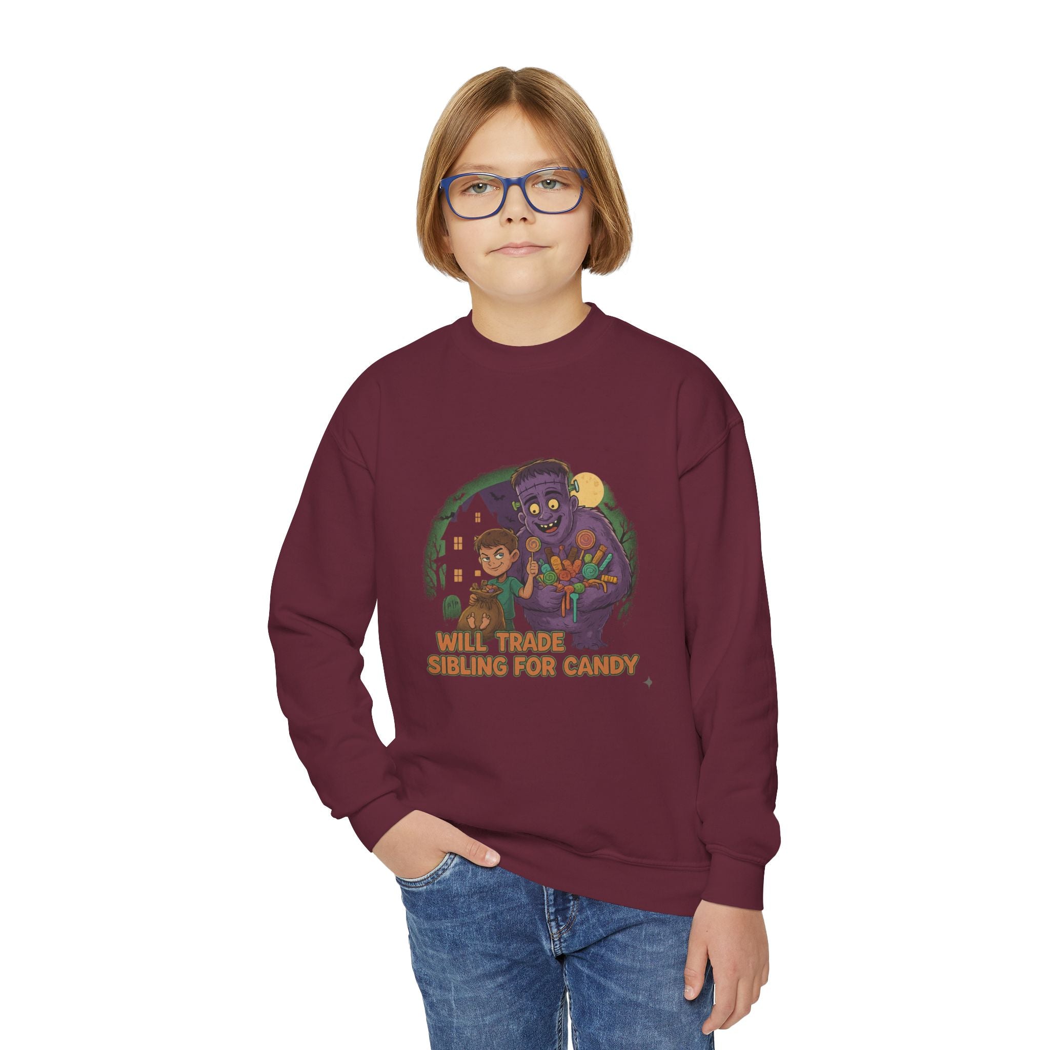Will Trade Sibling for Candy 1 , Funny Teen Apparel, Cute Sweatshirt, Unique Gift for Kids,