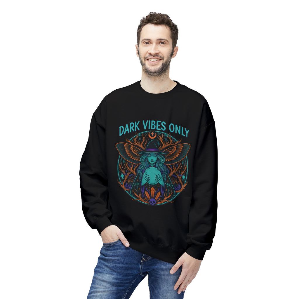 Dark Vibes Only 1 - Crewneck Unisex Sweatshirt - Cozy Halloween Apparel