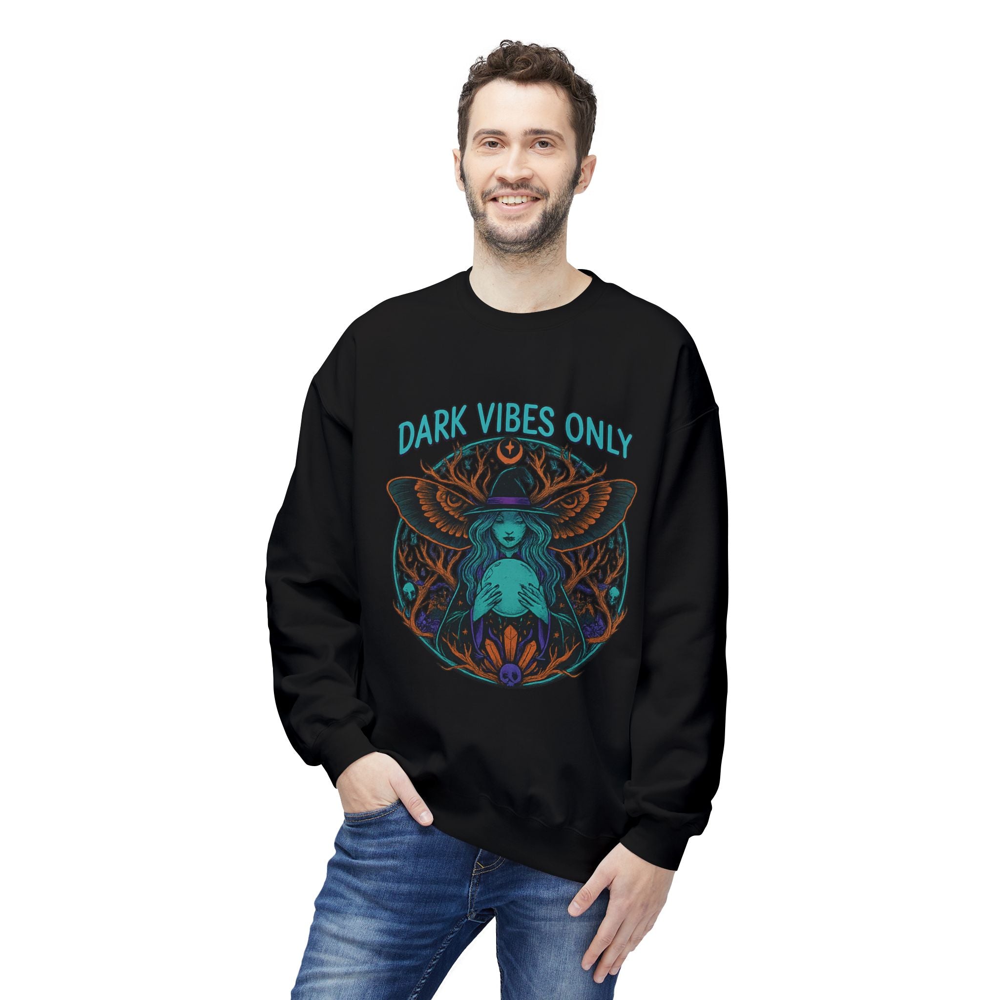 Dark Vibes Only 1 - Crewneck Unisex Sweatshirt - Cozy Halloween Apparel
