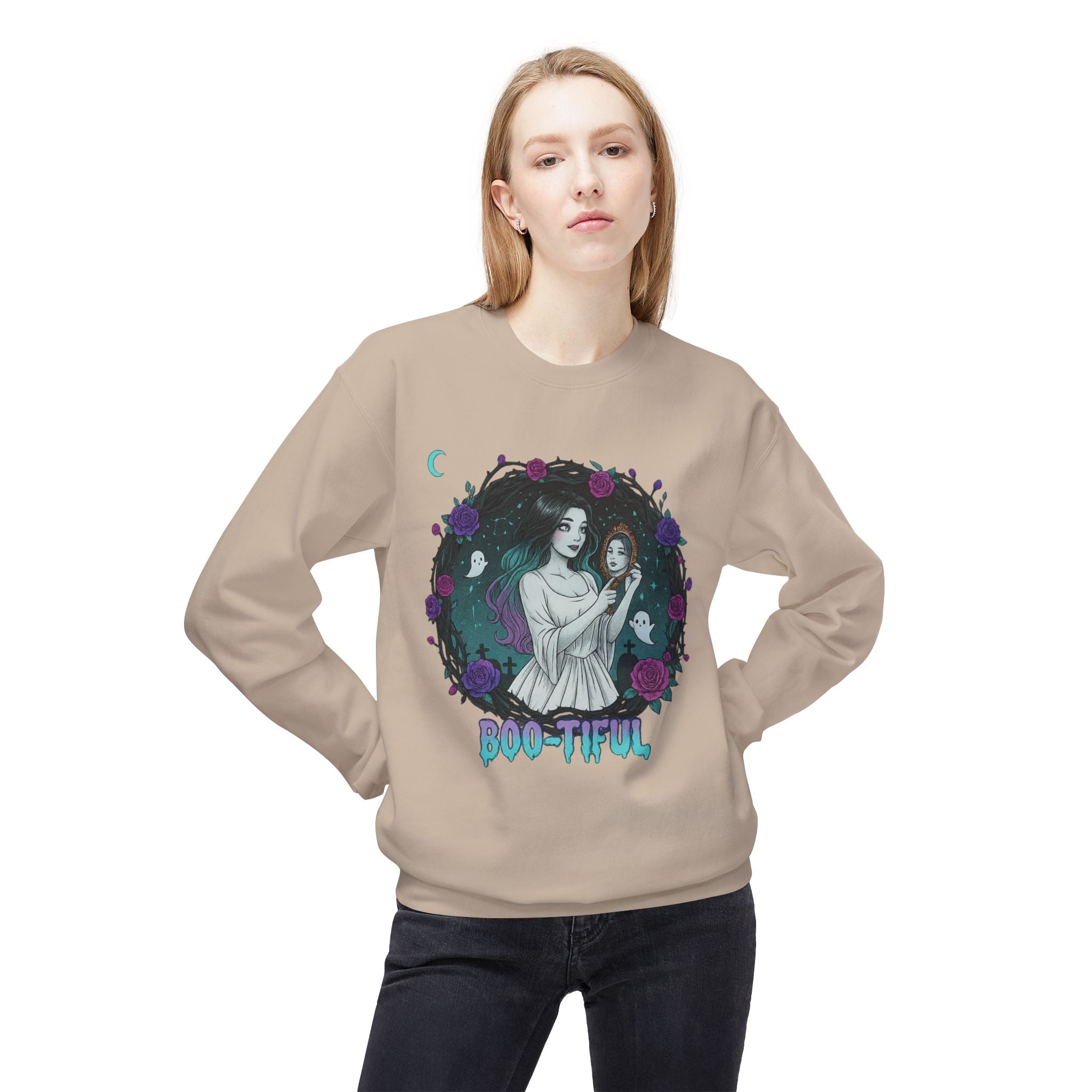 Boo-tiful 4.1 - Gothic Witch Crewneck Unisex Sweatshirt - Cozy Halloween Apparel