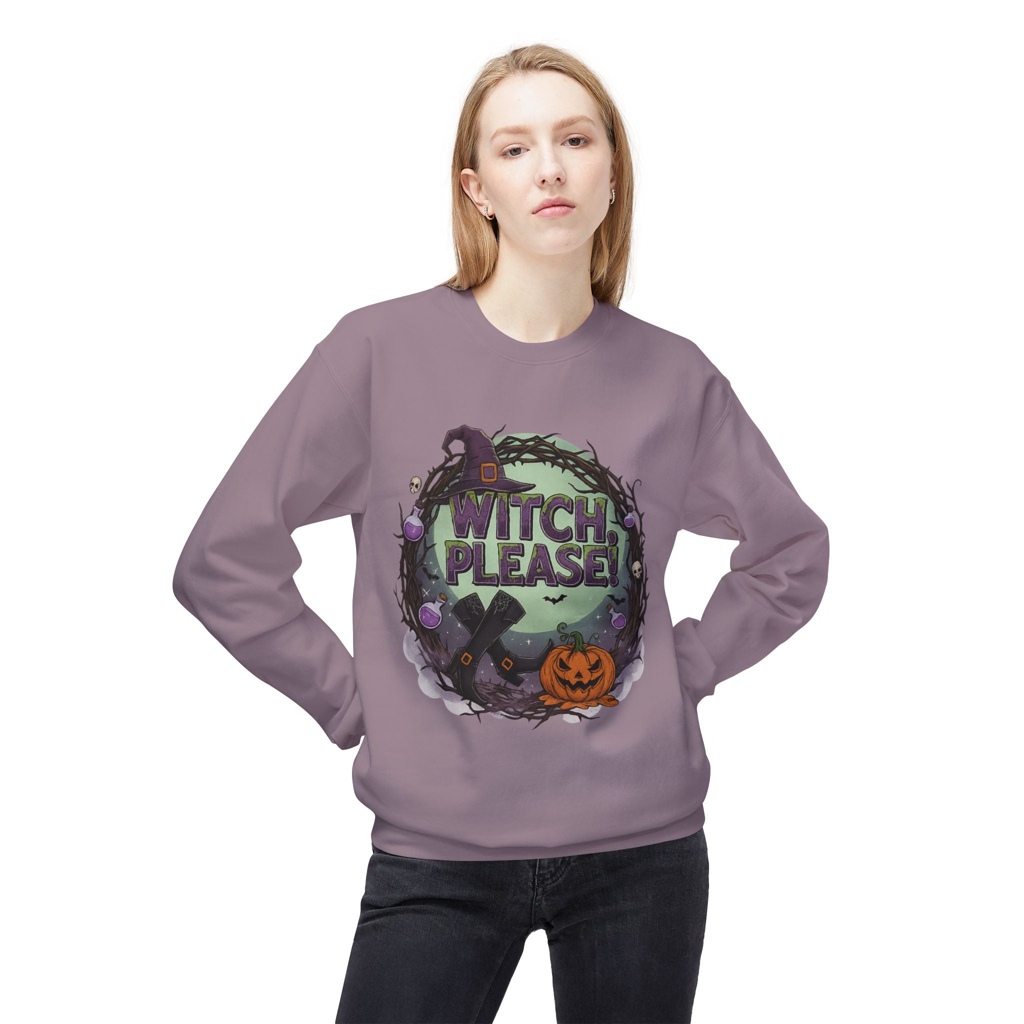 Witch, Please! 1 - Crewneck Unisex Sweatshirt - Cozy Halloween Apparel
