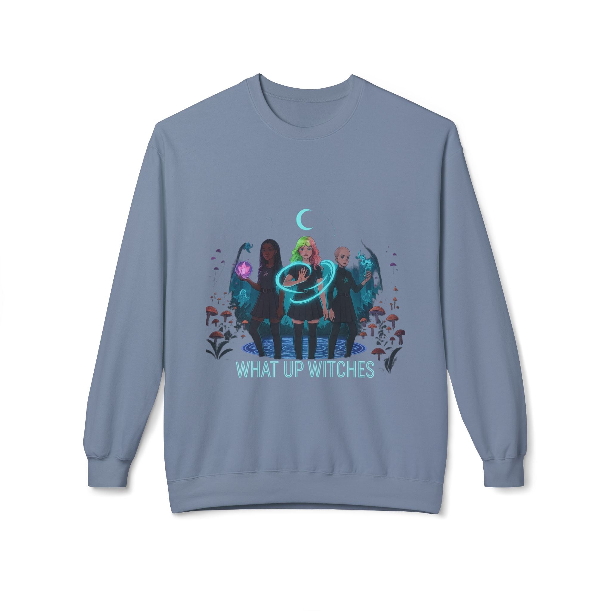 What Up Witches 3 - Crewneck Unisex Sweatshirt - Cozy Halloween Apparel